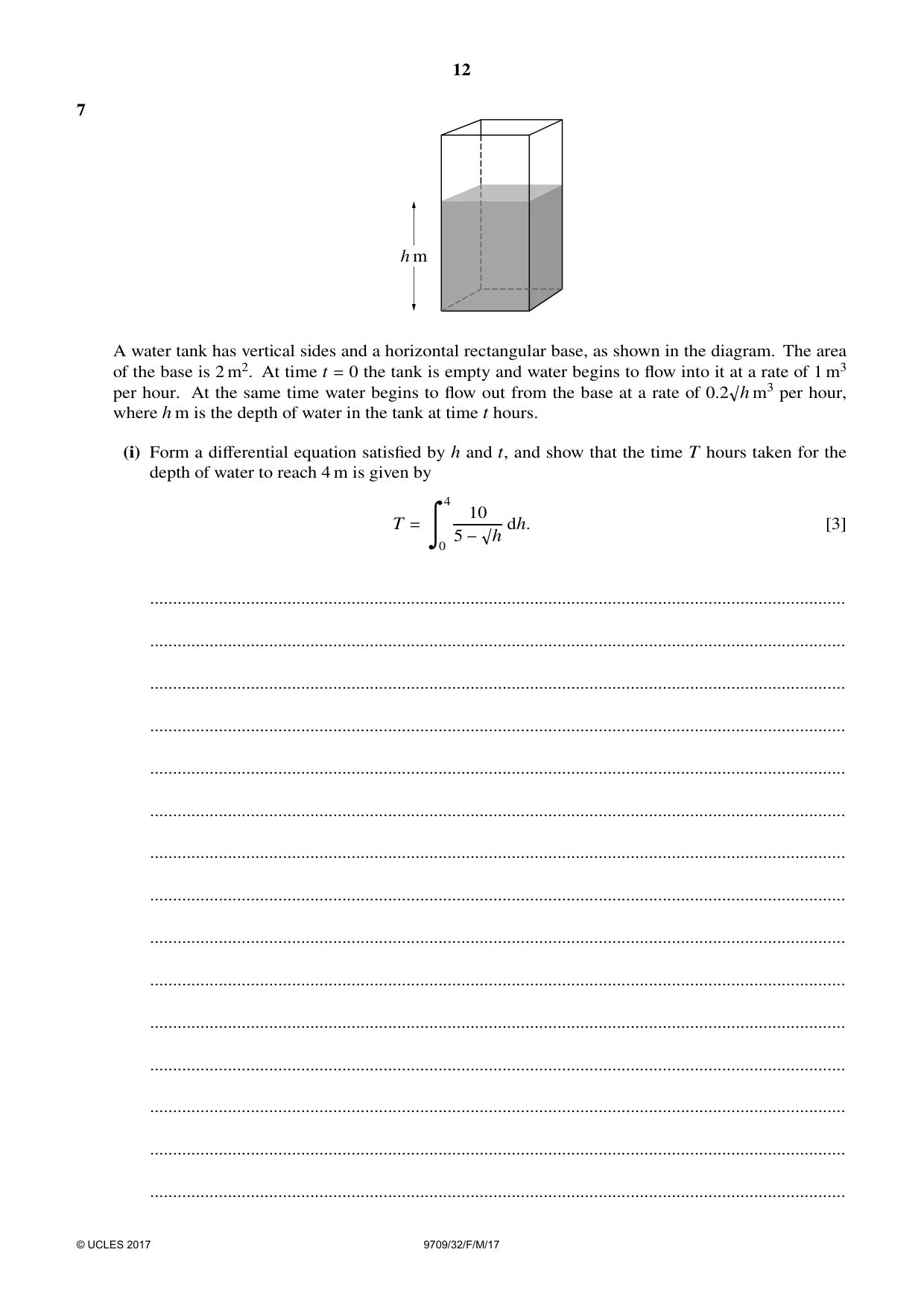 Cambridge A Level Mathematics 9709 2017 Feb/March Paper 3 · Variant 2 question paper, page 12 of 20