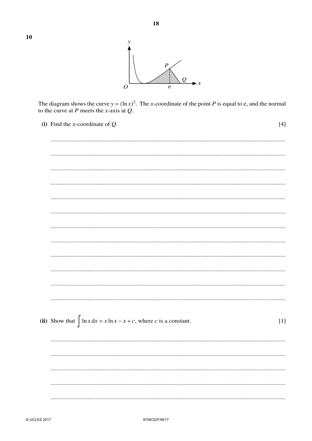 Cambridge A Level Mathematics 9709 2017 Feb/March Paper 3 · Variant 2 question paper, page 18 of 20