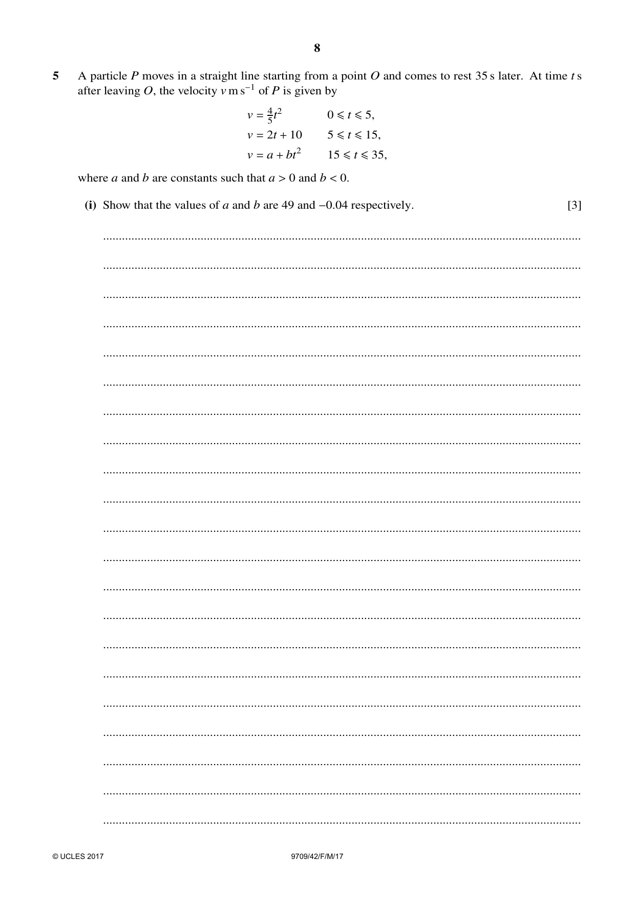 Cambridge A Level Mathematics 9709 2017 Feb/March Paper 4 · Variant 2 question paper, page 8 of 12