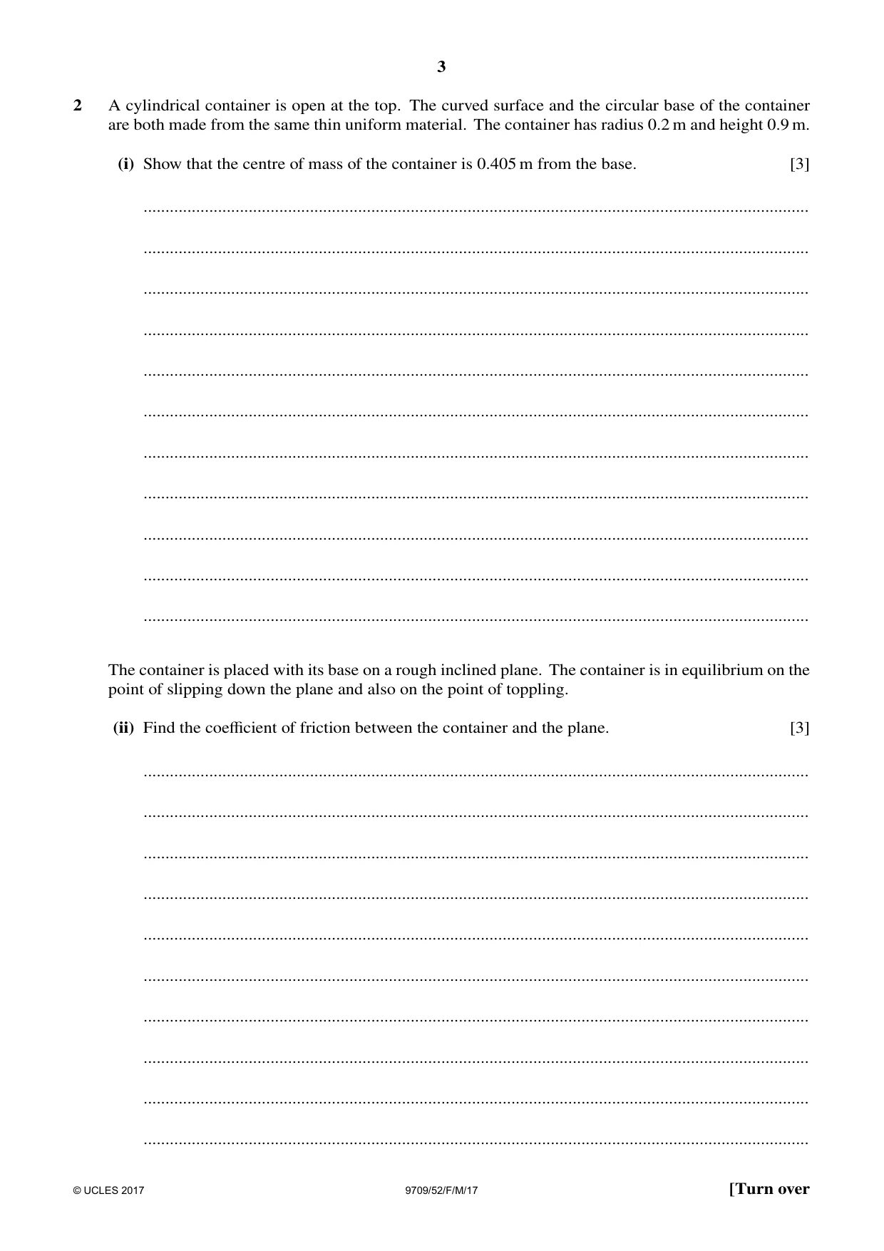 Cambridge A Level Mathematics 9709 2017 Feb/March Paper 5 · Variant 2 question paper, page 3 of 16