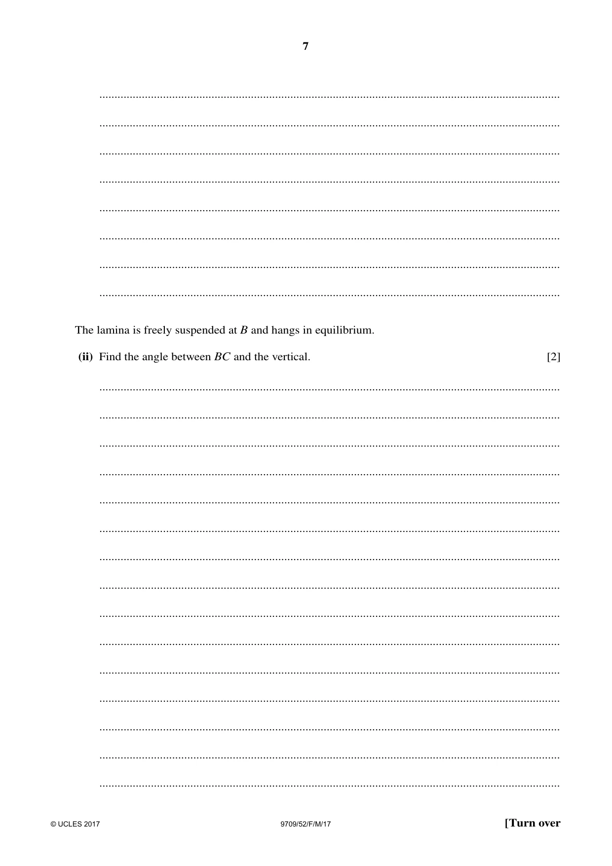 Cambridge A Level Mathematics 9709 2017 Feb/March Paper 5 · Variant 2 question paper, page 7 of 16