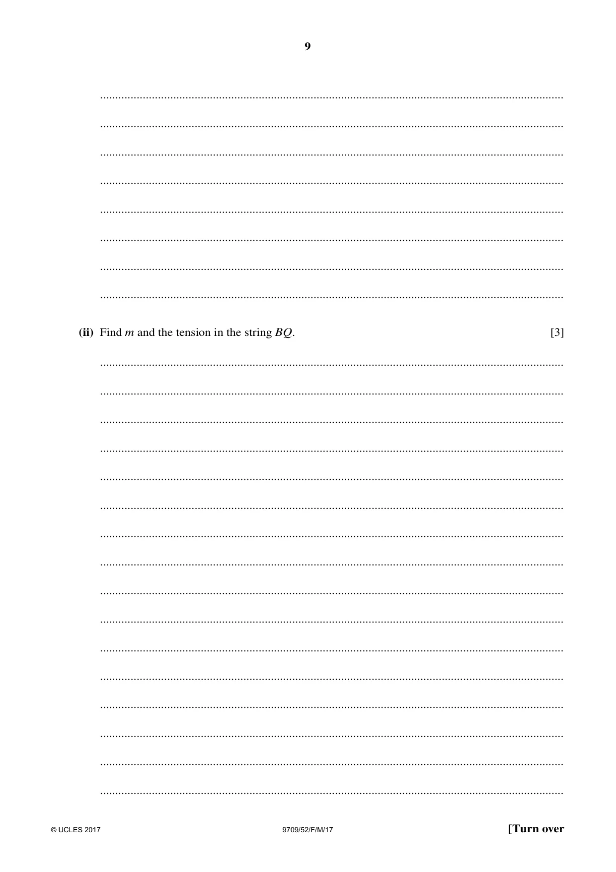 Cambridge A Level Mathematics 9709 2017 Feb/March Paper 5 · Variant 2 question paper, page 9 of 16