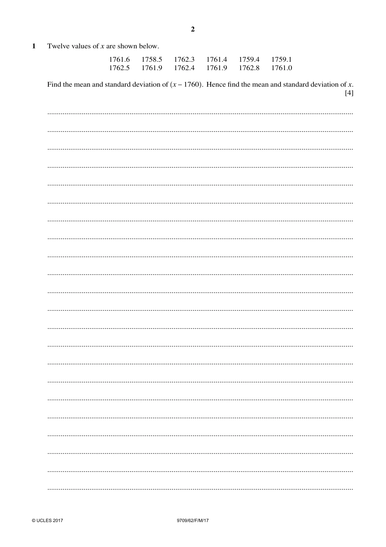 Cambridge A Level Mathematics 9709 2017 Feb/March Paper 6 · Variant 2 question paper, page 2 of 12