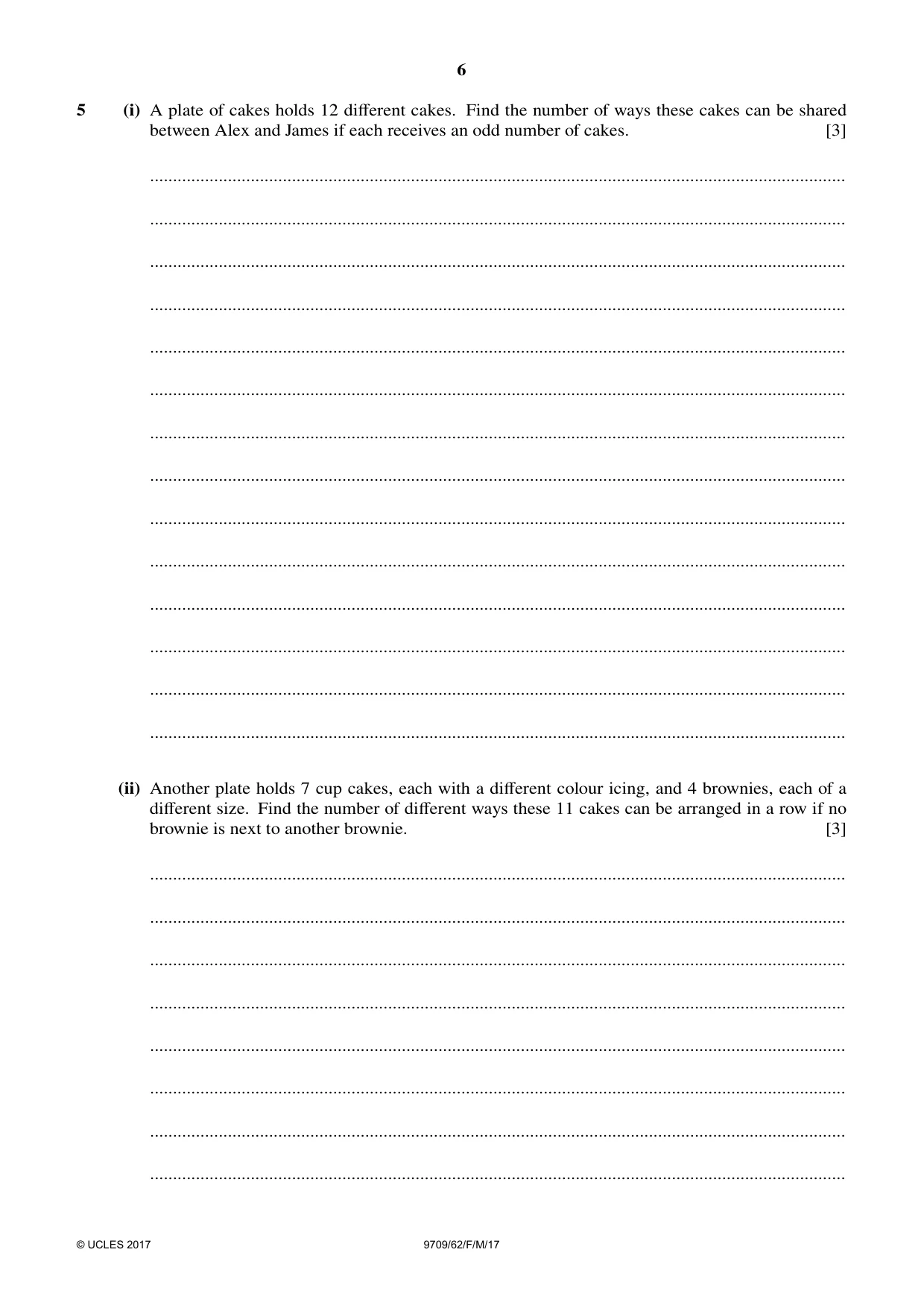 Cambridge A Level Mathematics 9709 2017 Feb/March Paper 6 · Variant 2 question paper, page 6 of 12