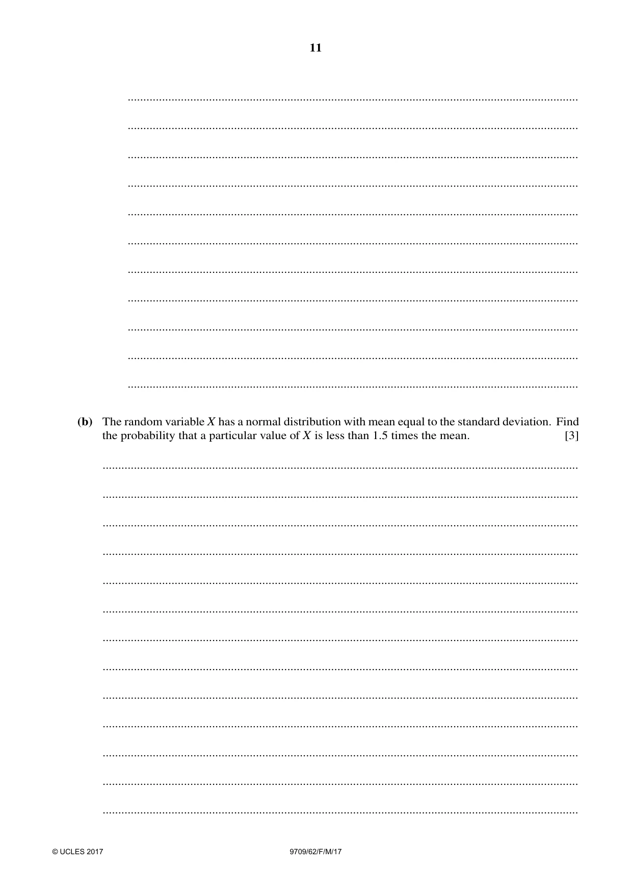 Cambridge A Level Mathematics 9709 2017 Feb/March Paper 6 · Variant 2 question paper, page 11 of 12