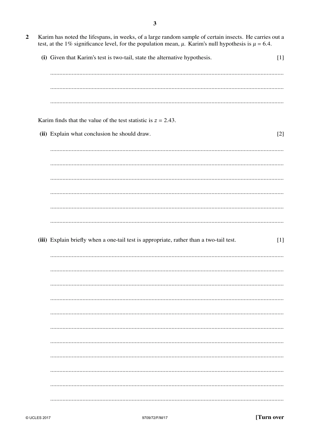 Cambridge A Level Mathematics 9709 2017 Feb/March Paper 7 · Variant 2 question paper, page 3 of 12