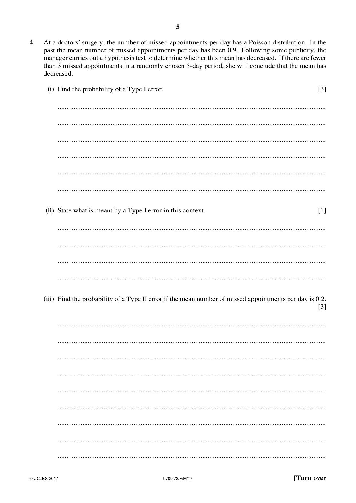 Cambridge A Level Mathematics 9709 2017 Feb/March Paper 7 · Variant 2 question paper, page 5 of 12