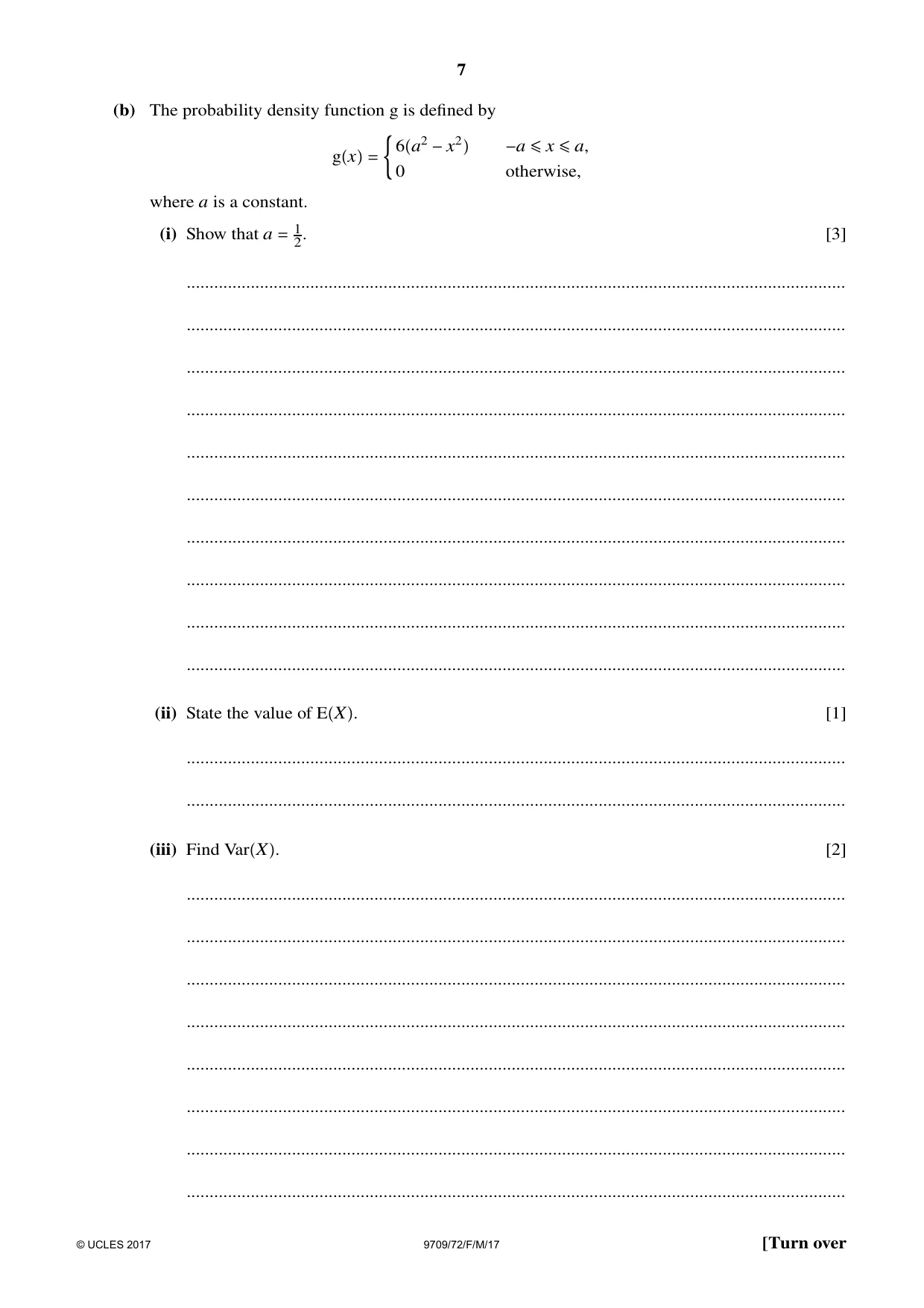 Cambridge A Level Mathematics 9709 2017 Feb/March Paper 7 · Variant 2 question paper, page 7 of 12