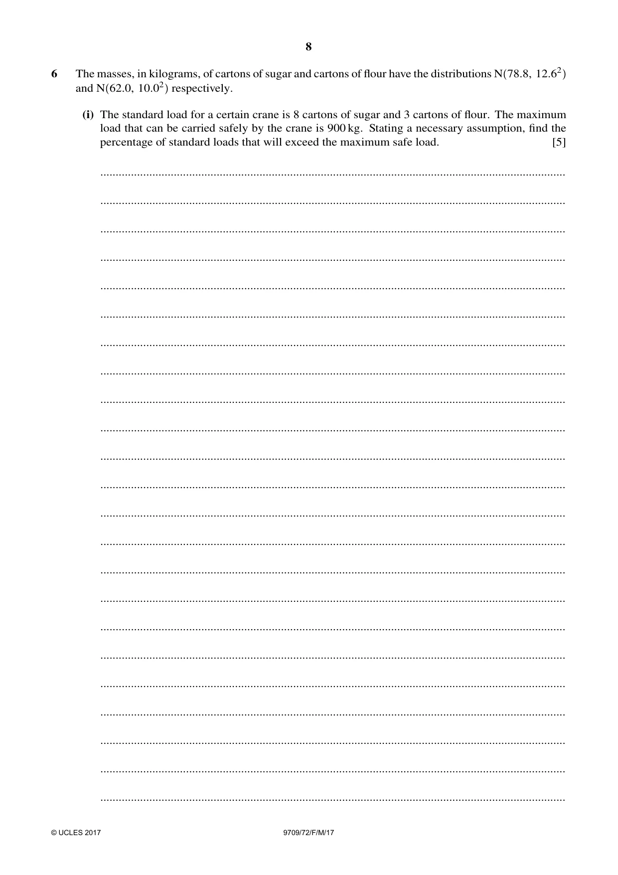 Cambridge A Level Mathematics 9709 2017 Feb/March Paper 7 · Variant 2 question paper, page 8 of 12