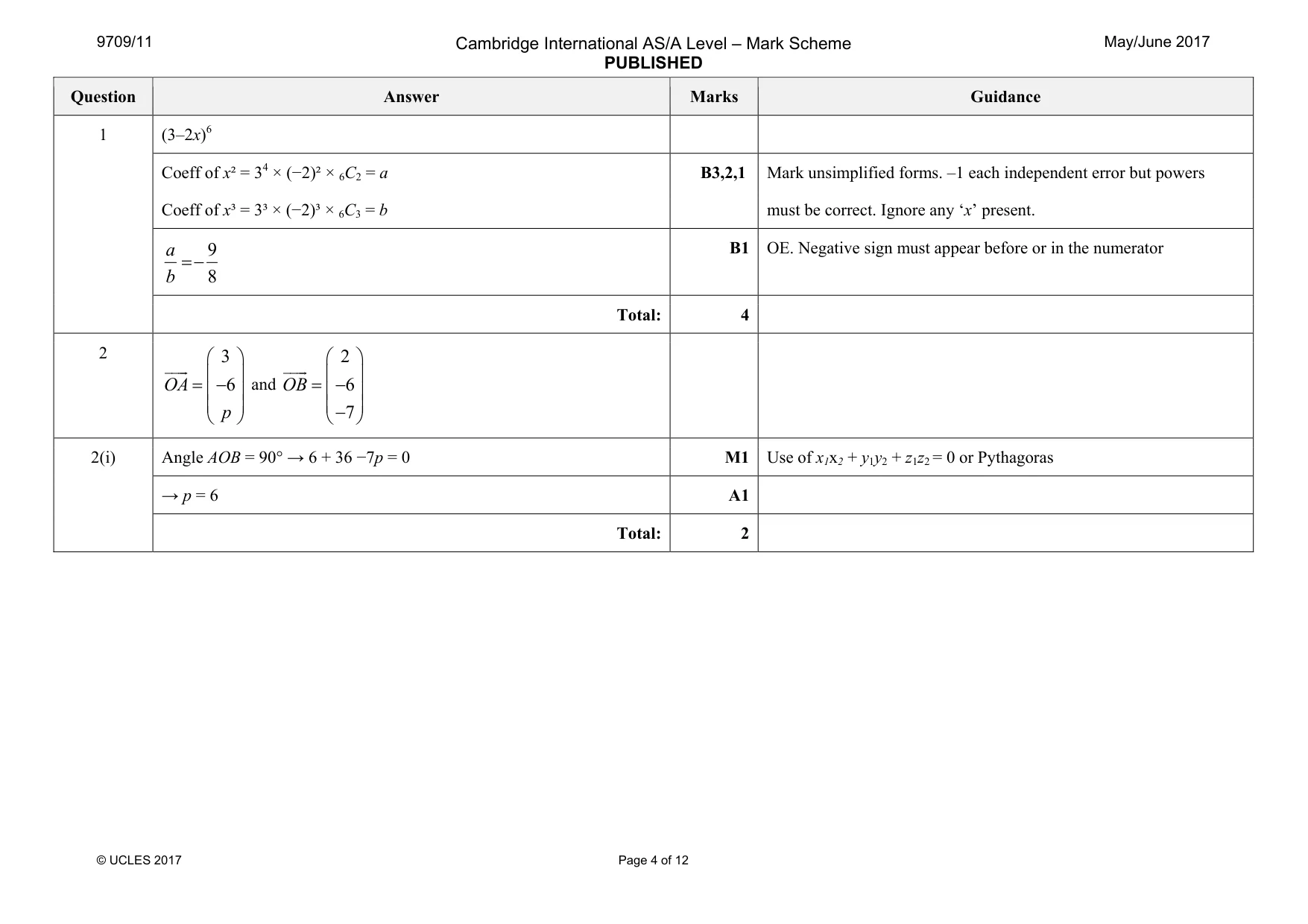 Mark scheme, page 4 of 12