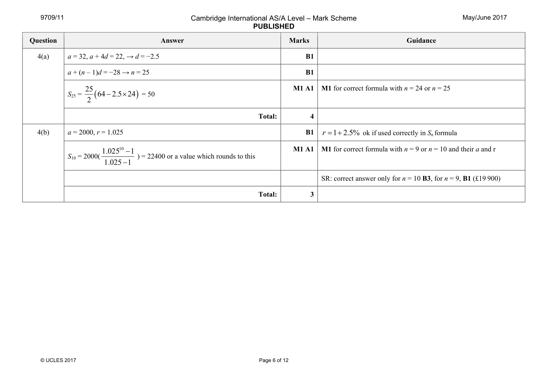 Mark scheme, page 6 of 12