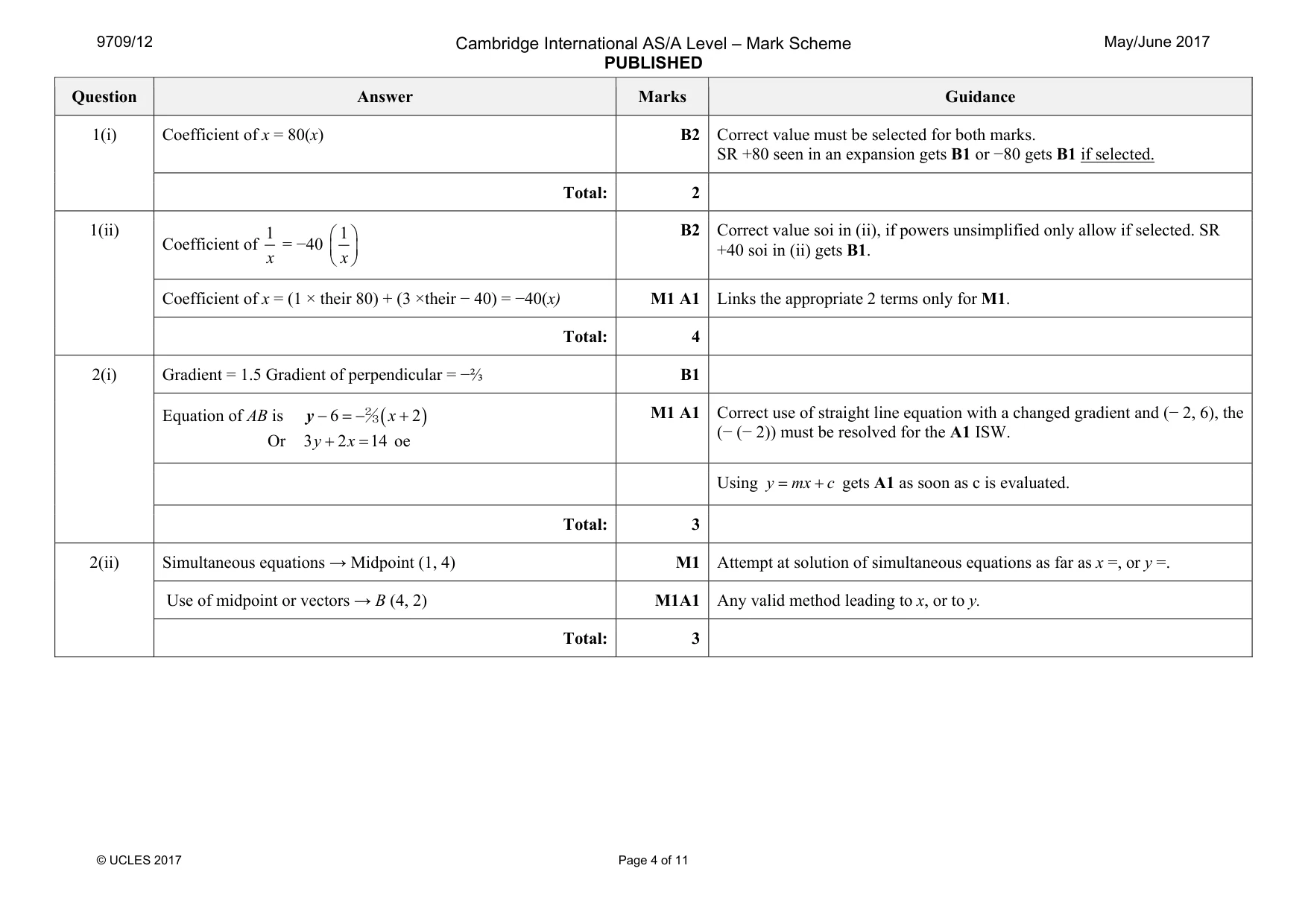 Mark scheme, page 4 of 11