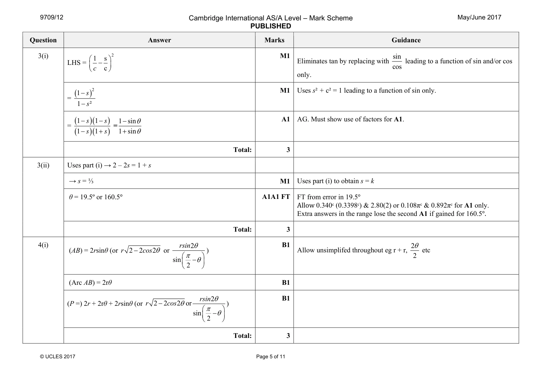Mark scheme, page 5 of 11