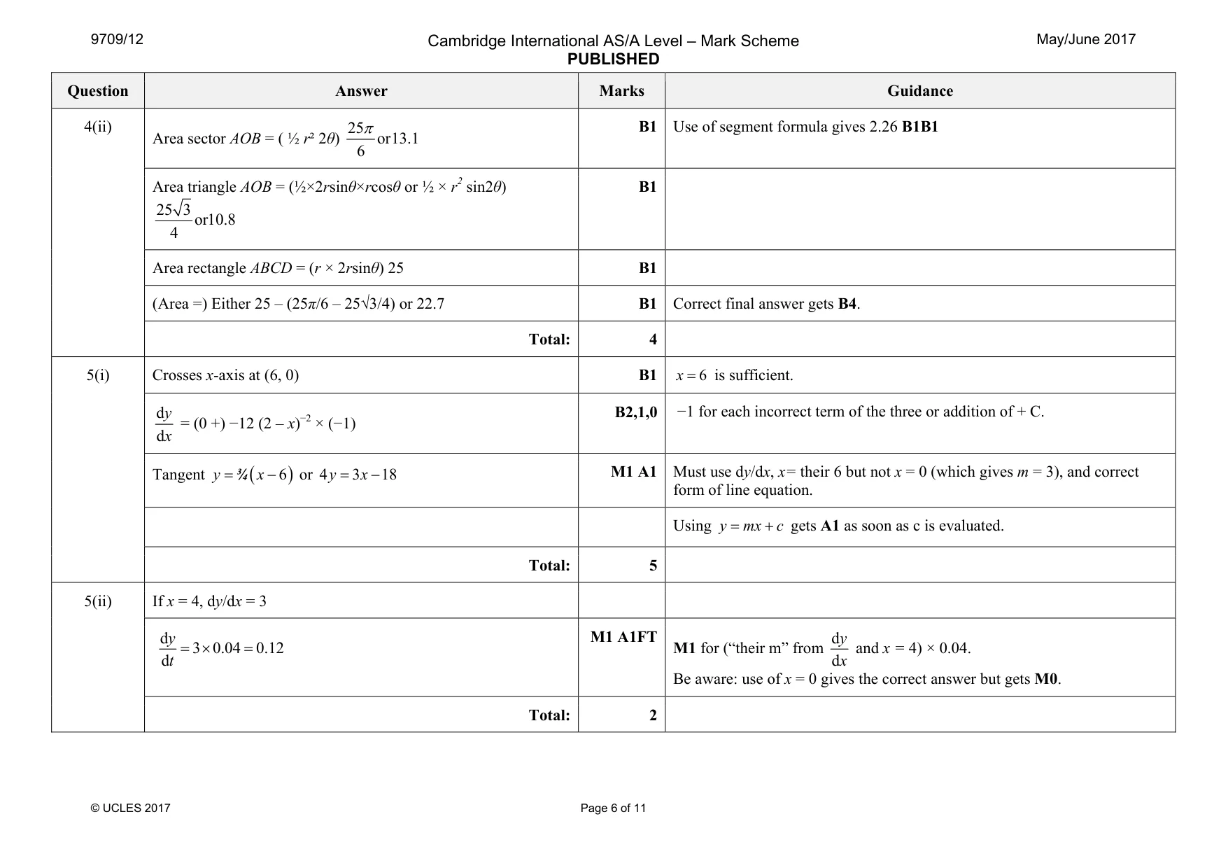 Mark scheme, page 6 of 11