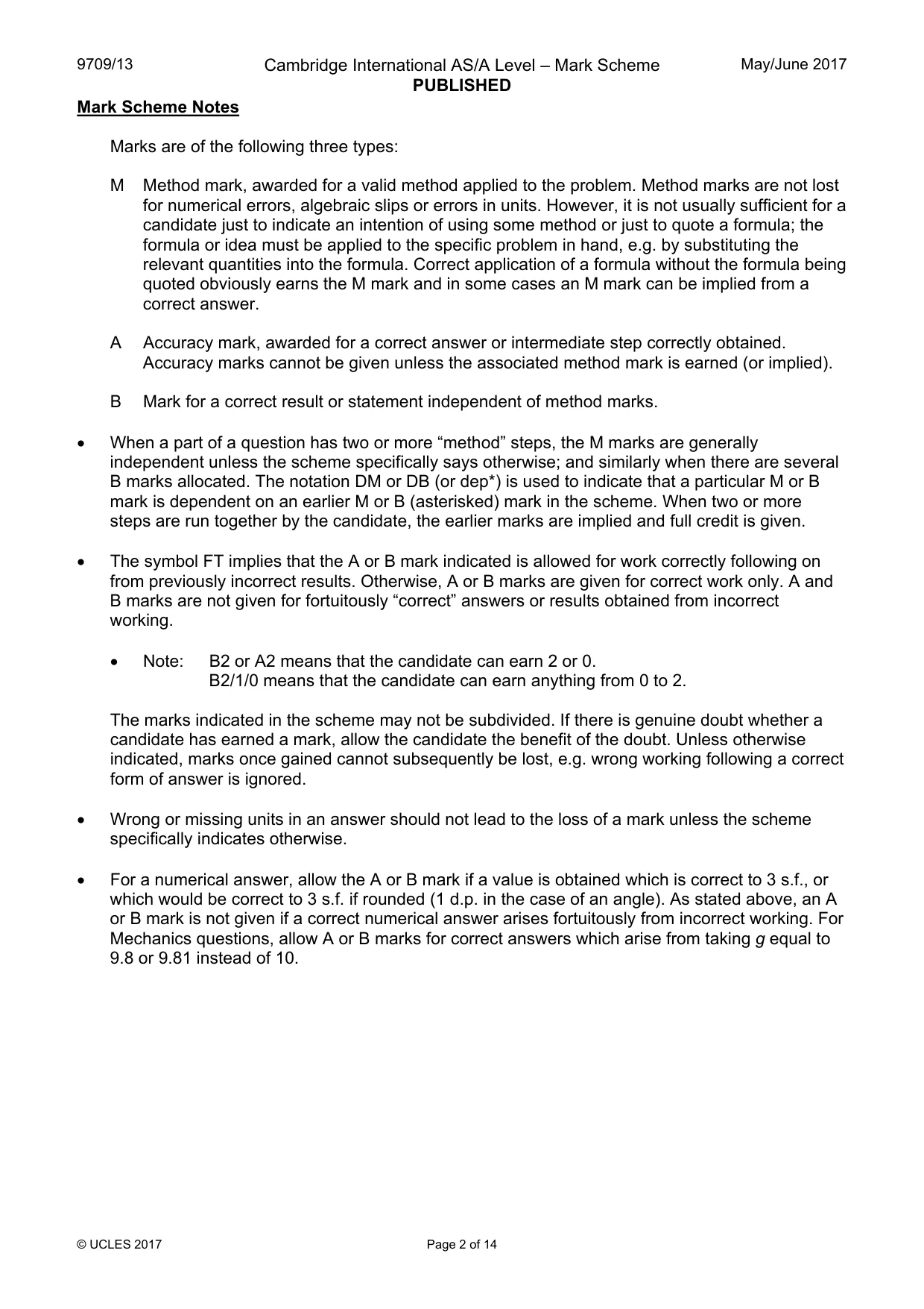 Mark scheme, page 2 of 14