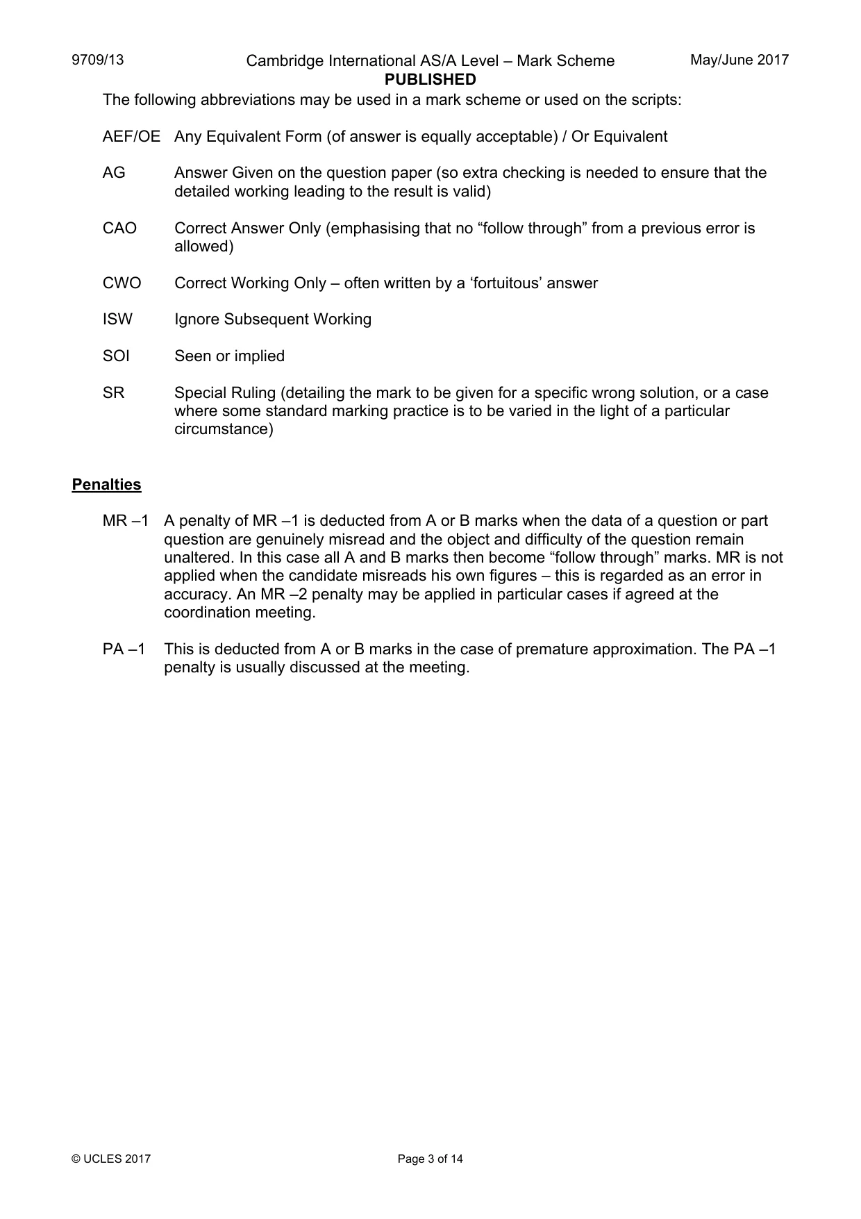 Mark scheme, page 3 of 14