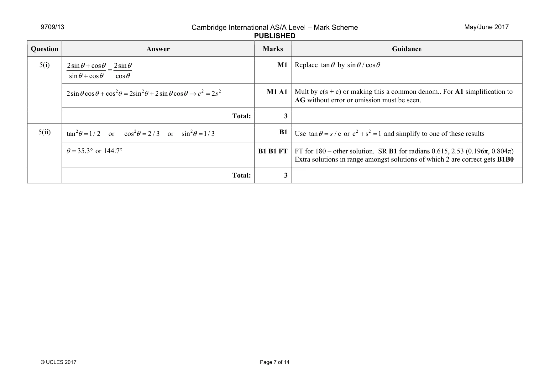 Mark scheme, page 7 of 14