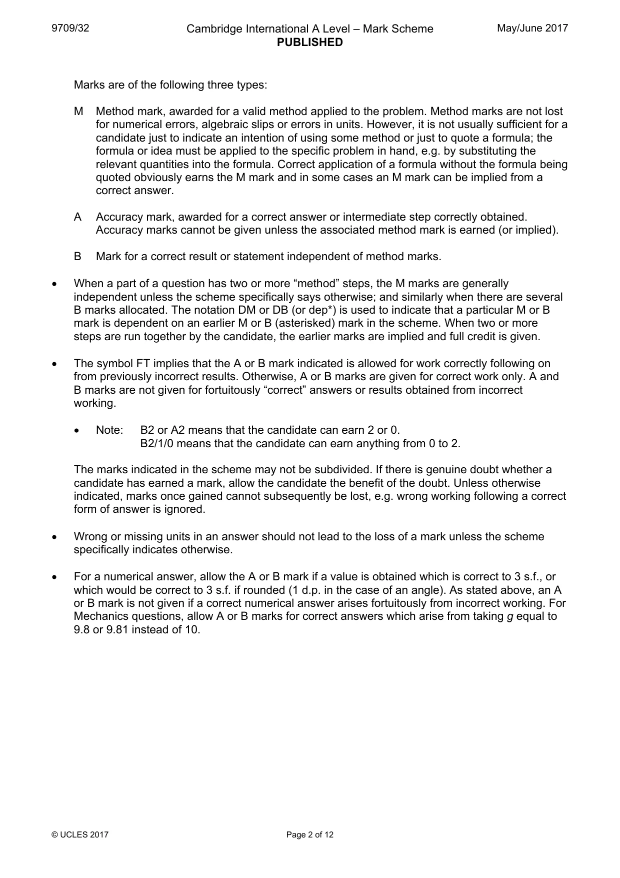 Mark scheme, page 2 of 12