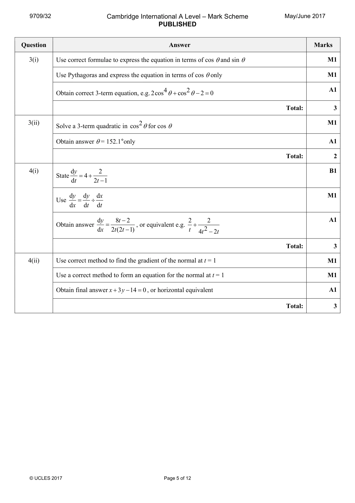 Mark scheme, page 5 of 12