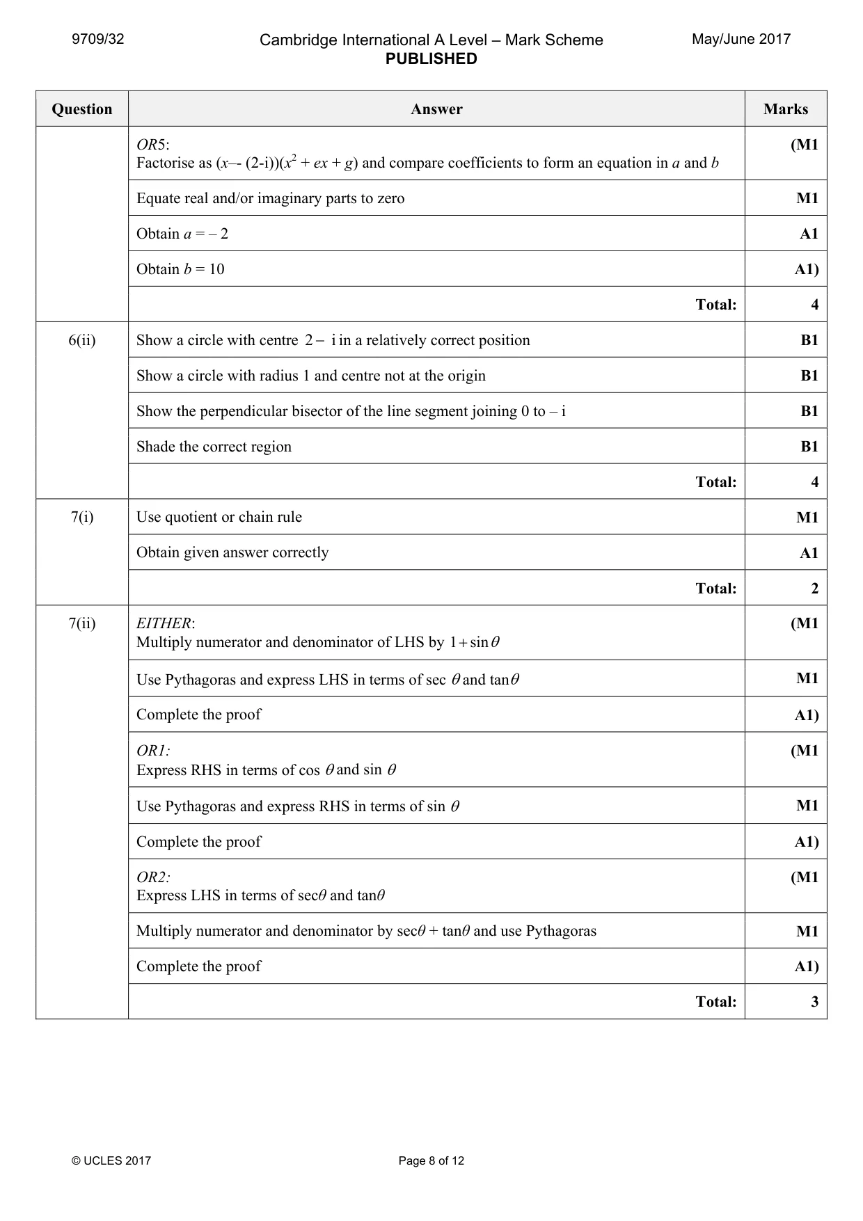 Mark scheme, page 8 of 12