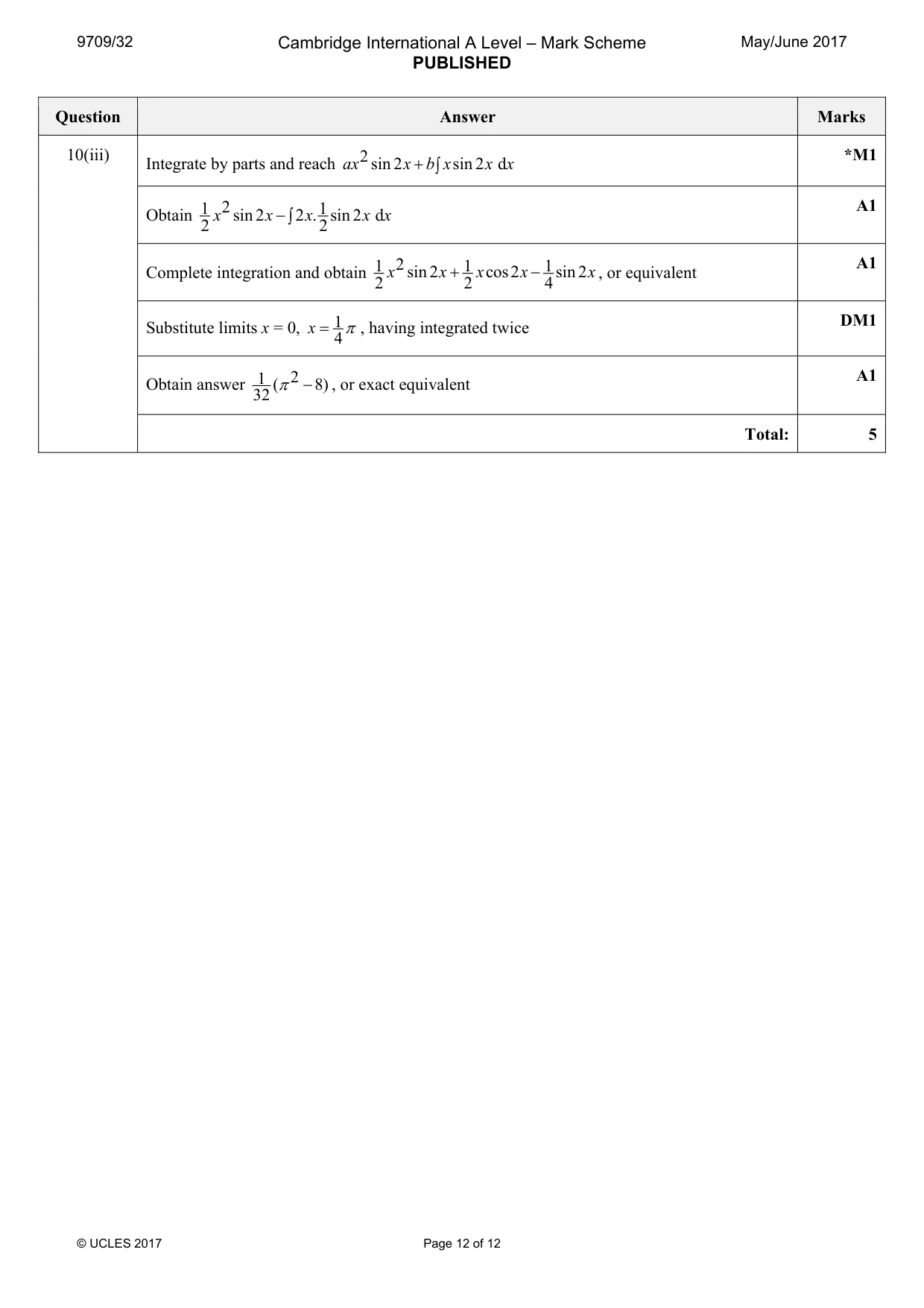 Mark scheme, page 12 of 12