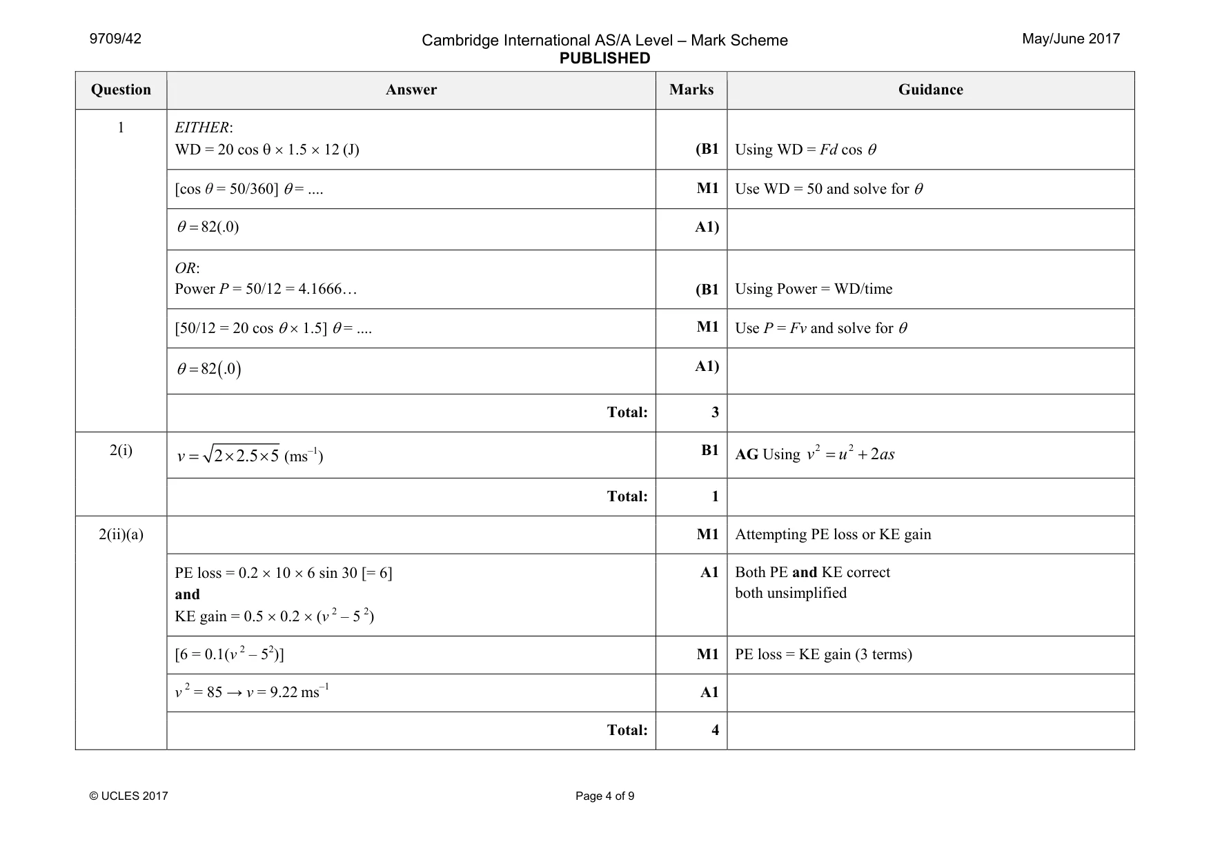 Mark scheme, page 4 of 9
