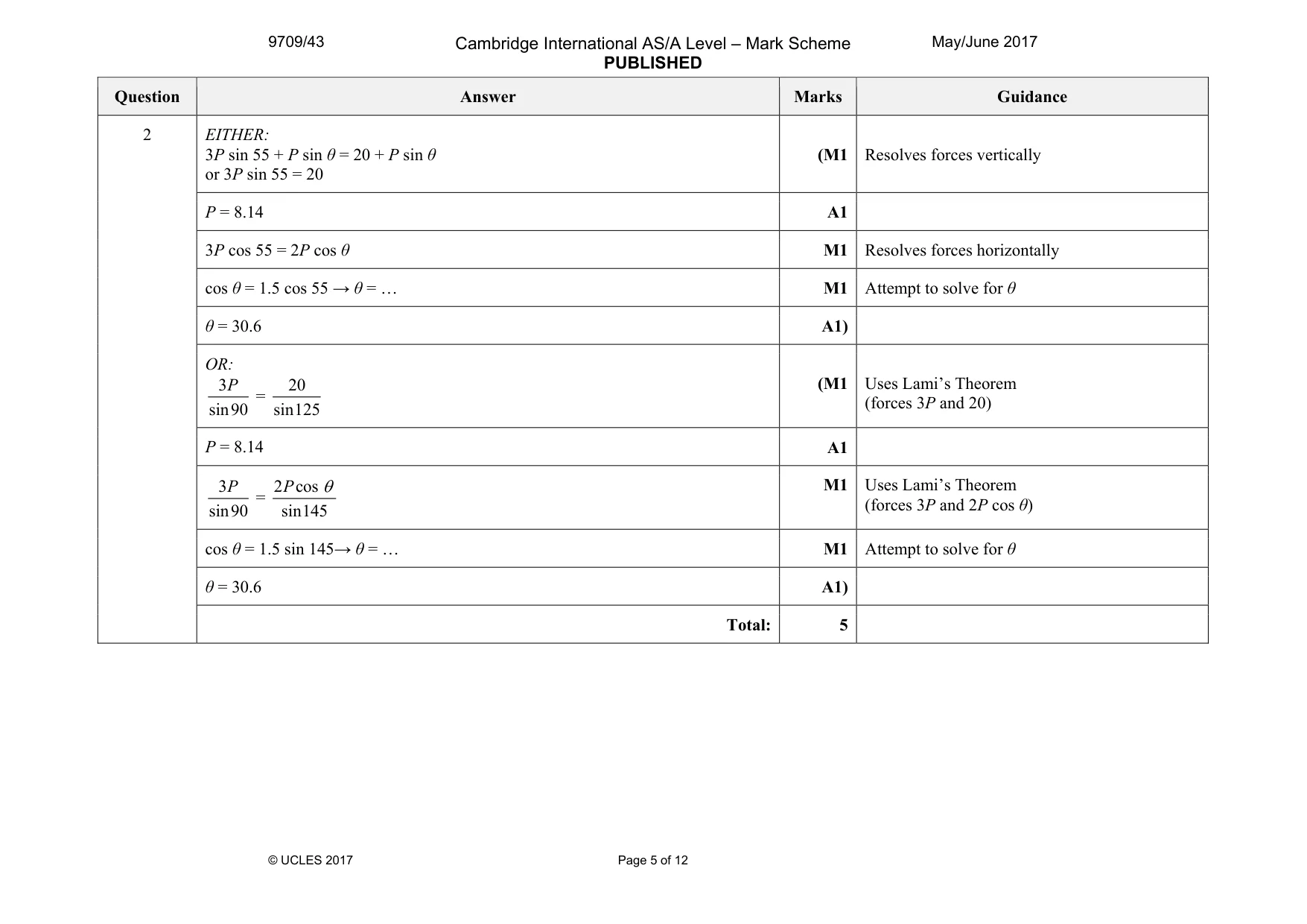 Mark scheme, page 5 of 12