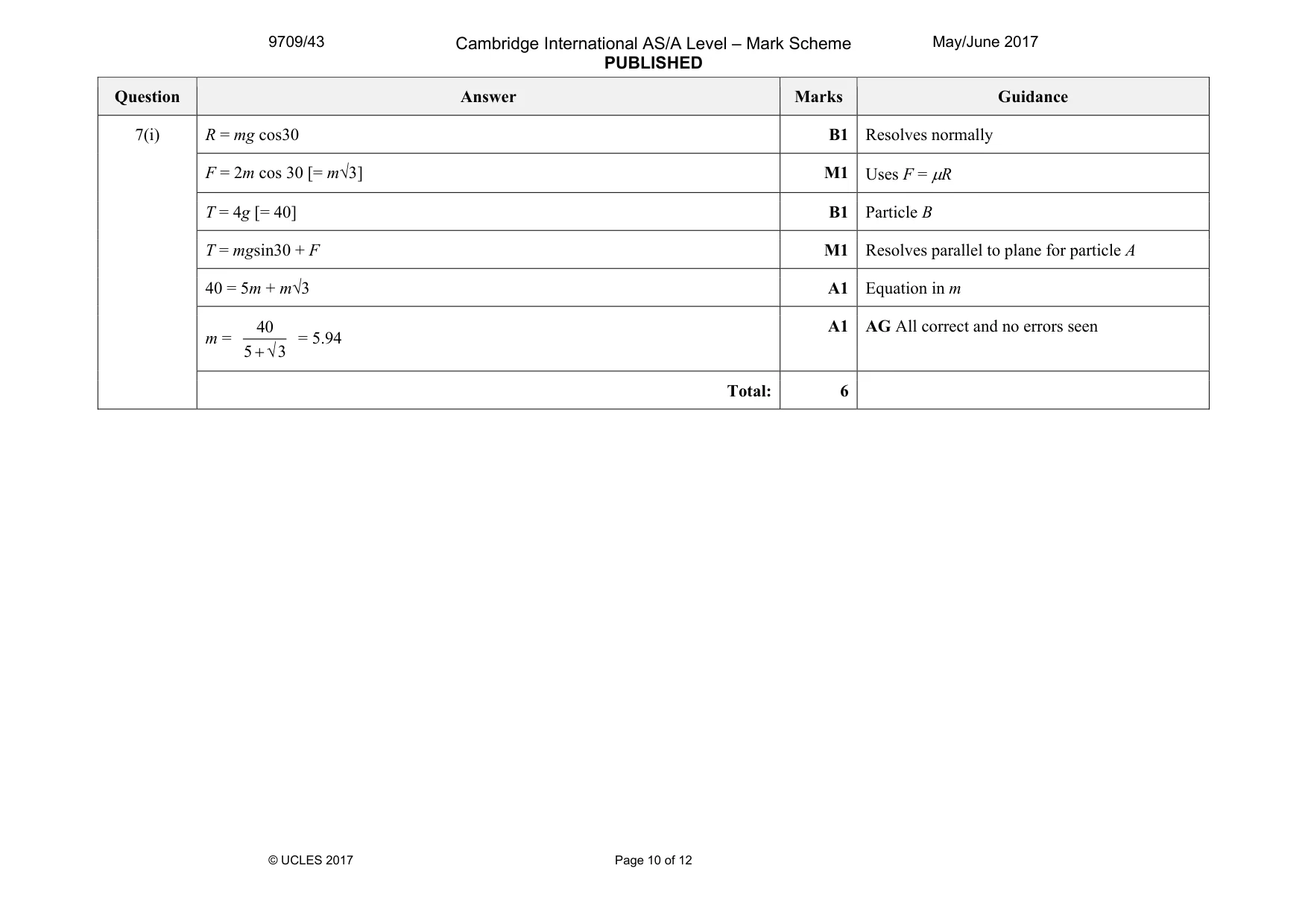 Mark scheme, page 10 of 12