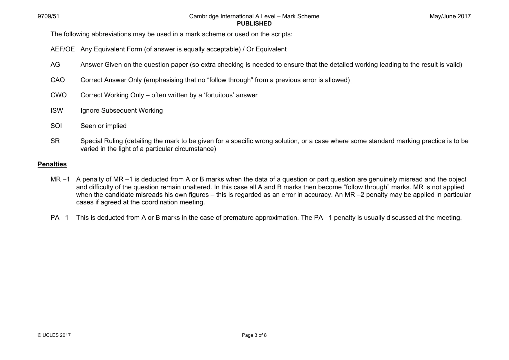 Mark scheme, page 3 of 8