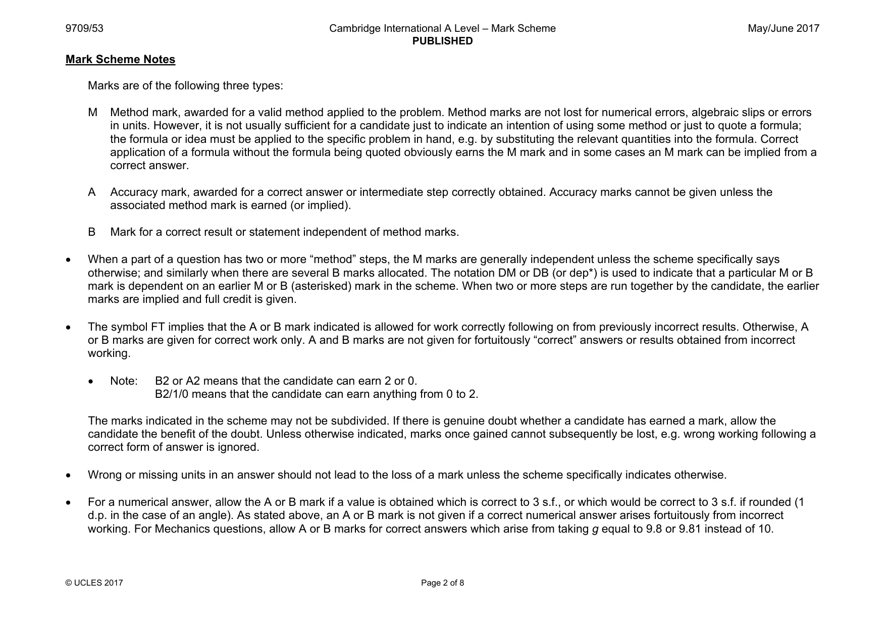 Mark scheme, page 2 of 8