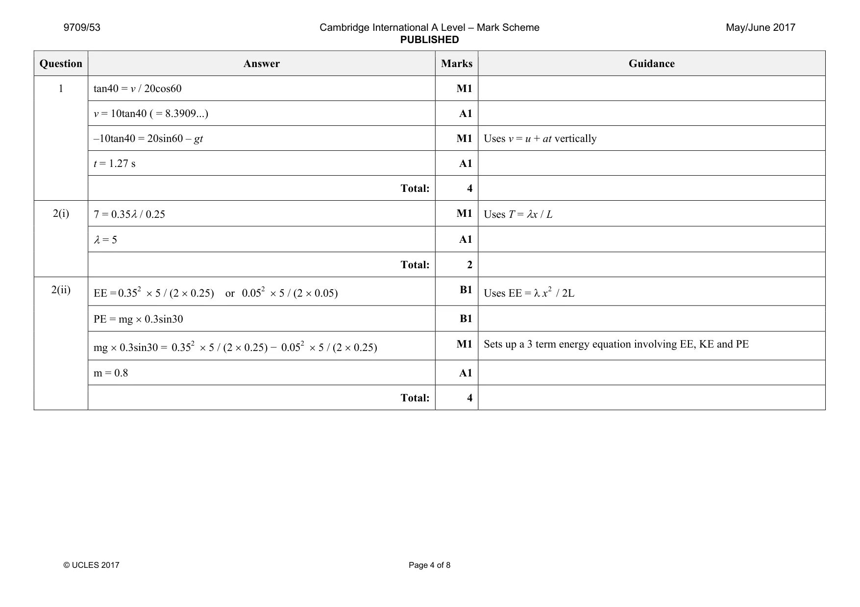 Mark scheme, page 4 of 8