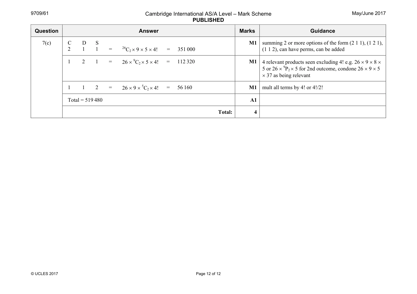 Mark scheme, page 12 of 12