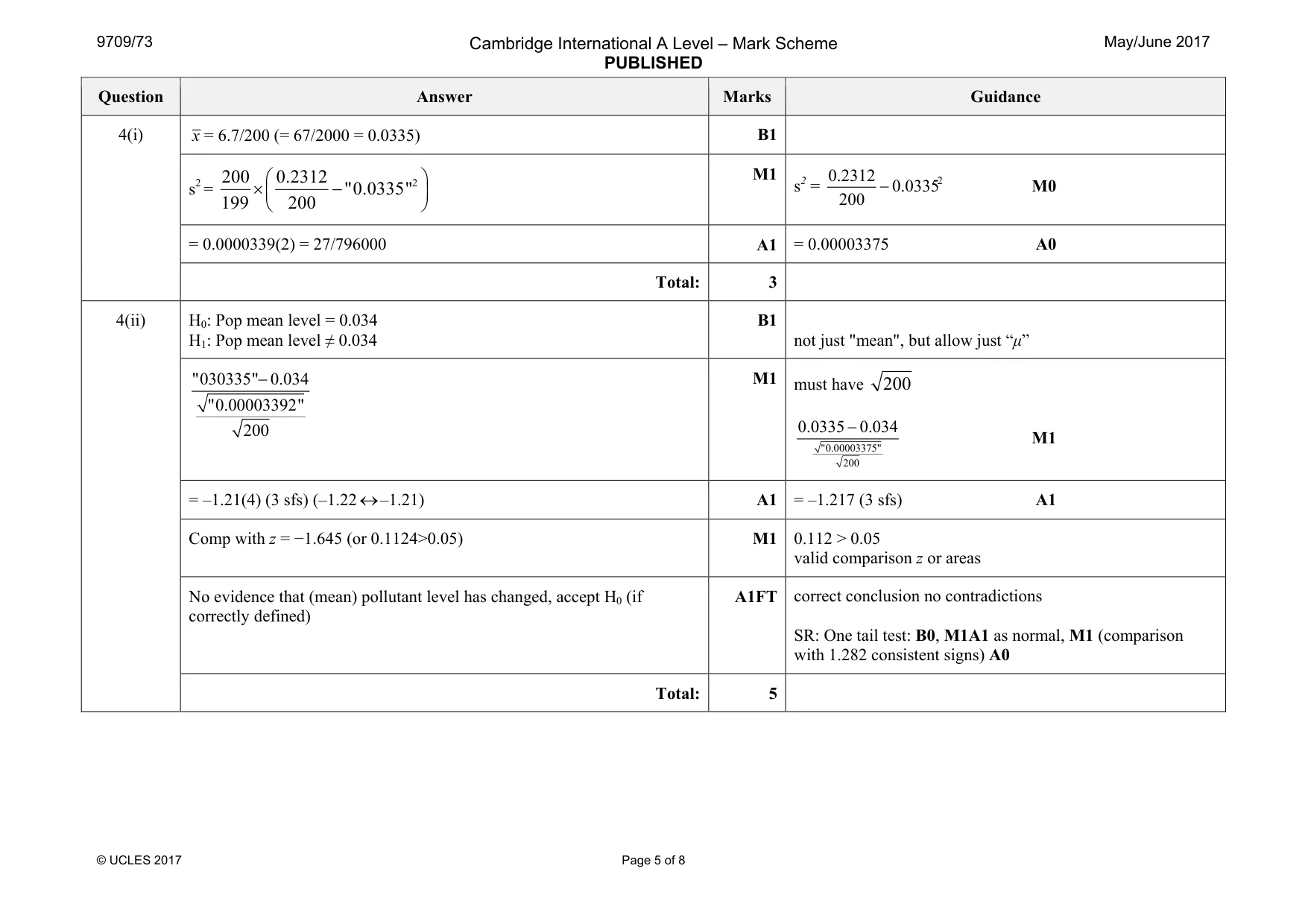 Mark scheme, page 5 of 8