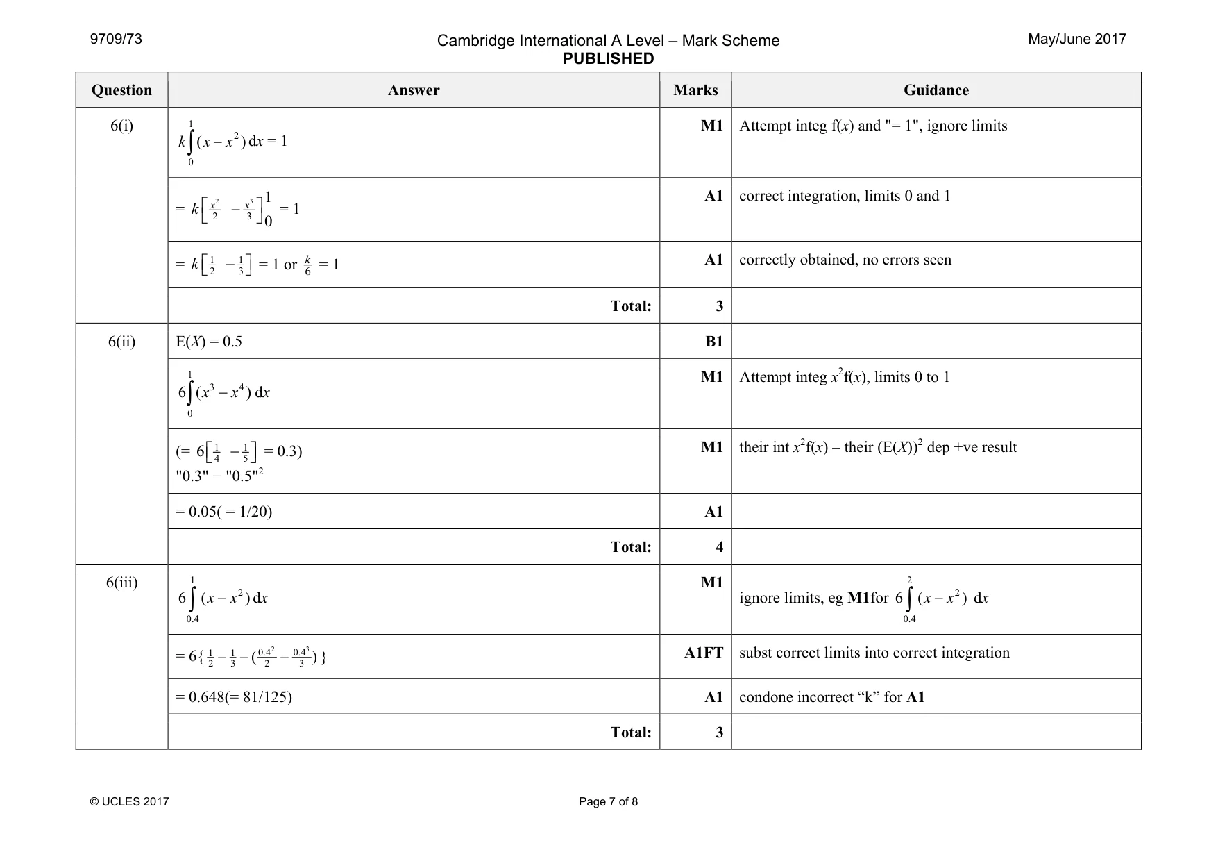 Mark scheme, page 7 of 8