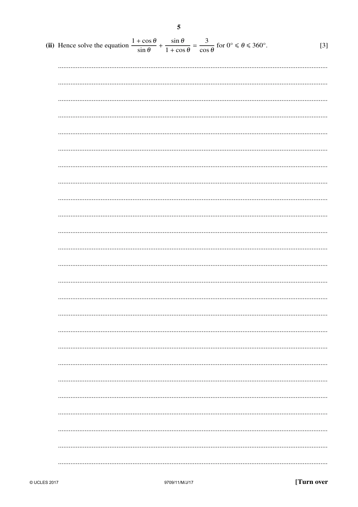 Cambridge A Level Mathematics 9709 2017 May/June Paper 1 · Variant 1 question paper, page 5 of 20
