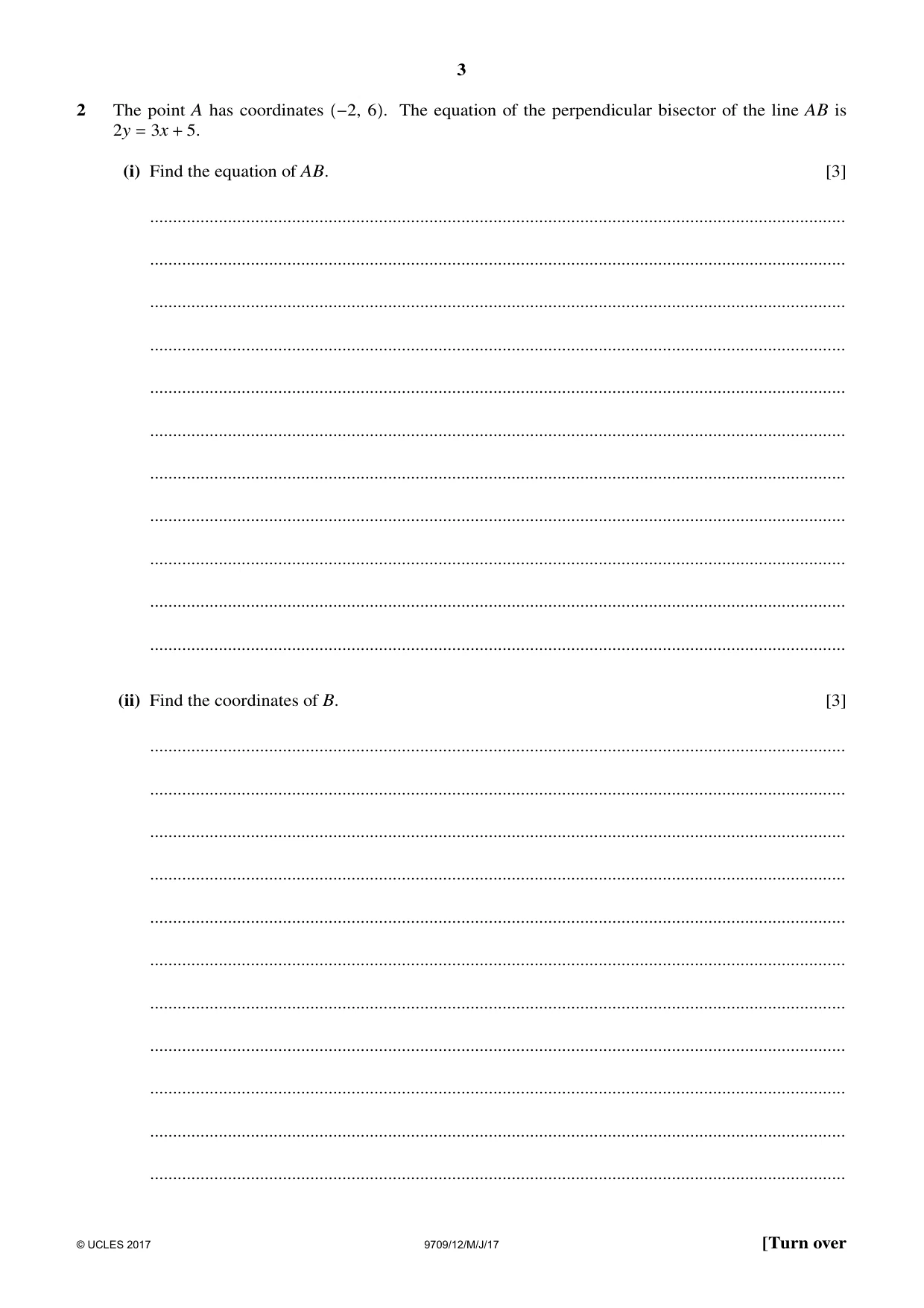 Cambridge A Level Mathematics 9709 2017 May/June Paper 1 · Variant 2 question paper, page 3 of 20