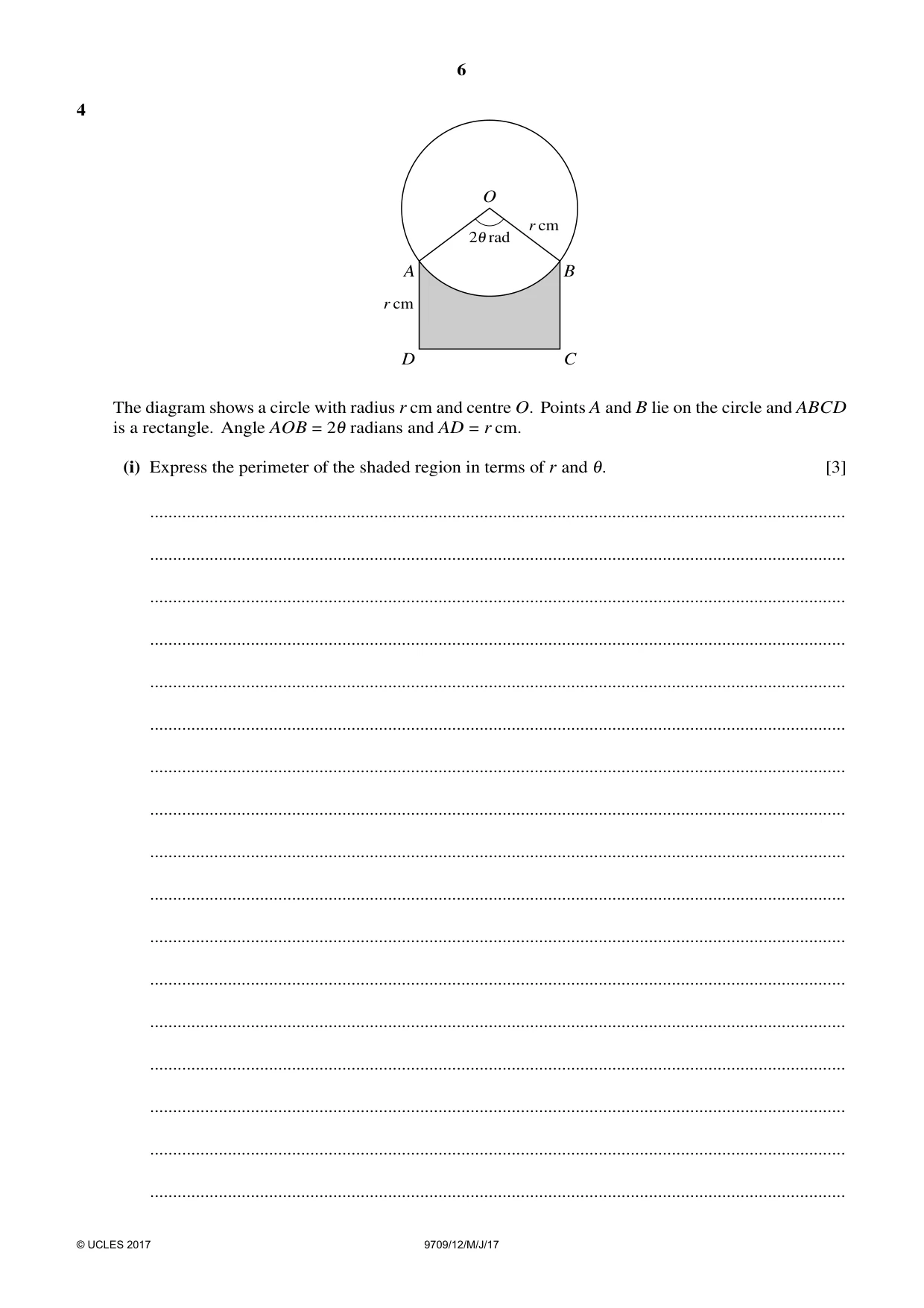 Cambridge A Level Mathematics 9709 2017 May/June Paper 1 · Variant 2 question paper, page 6 of 20