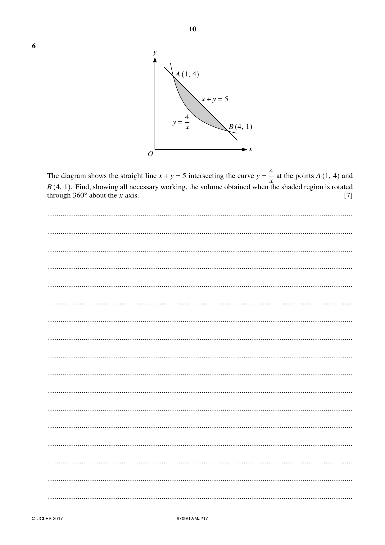 Cambridge A Level Mathematics 9709 2017 May/June Paper 1 · Variant 2 question paper, page 10 of 20