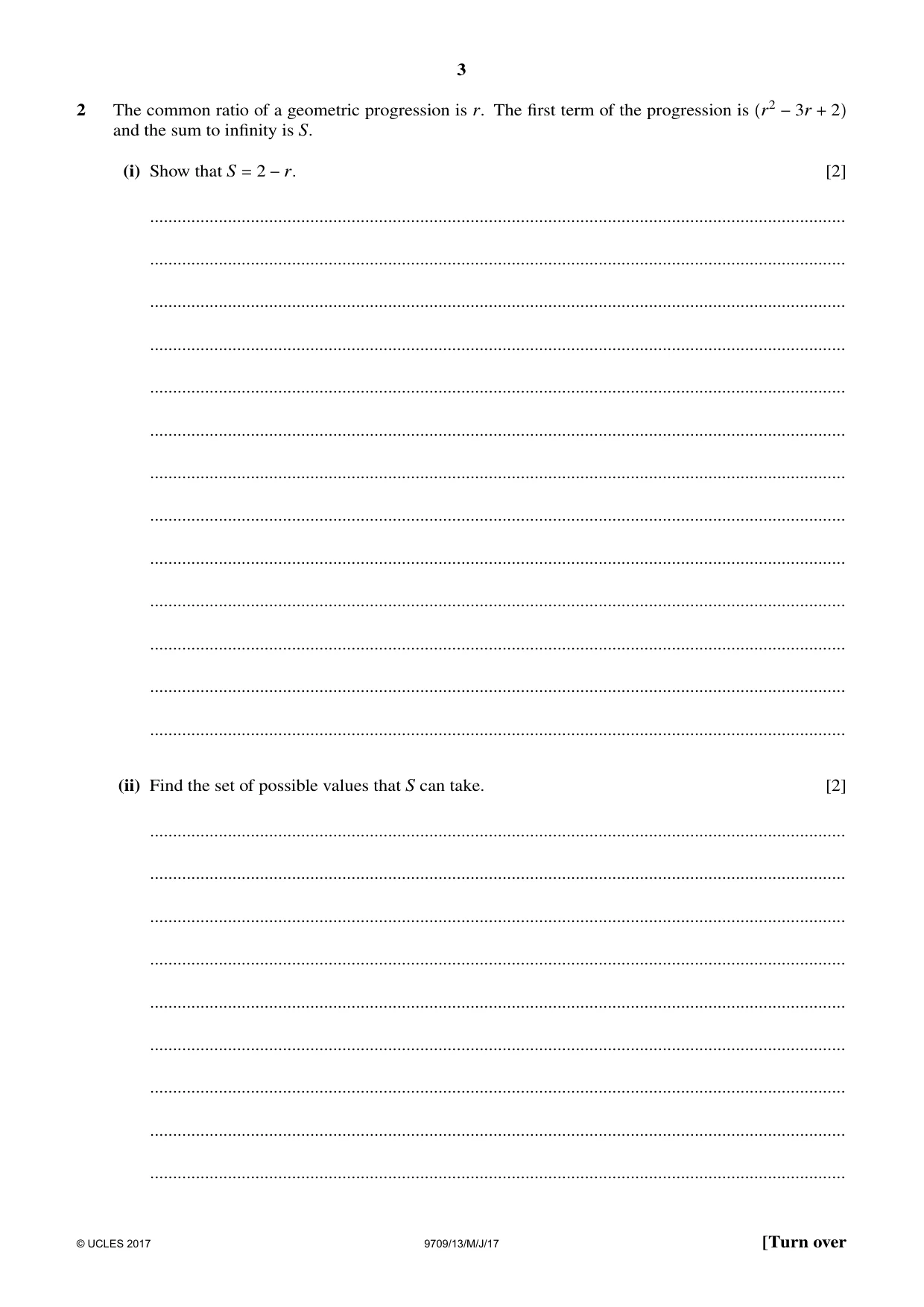 Cambridge A Level Mathematics 9709 2017 May/June Paper 1 · Variant 3 question paper, page 3 of 20