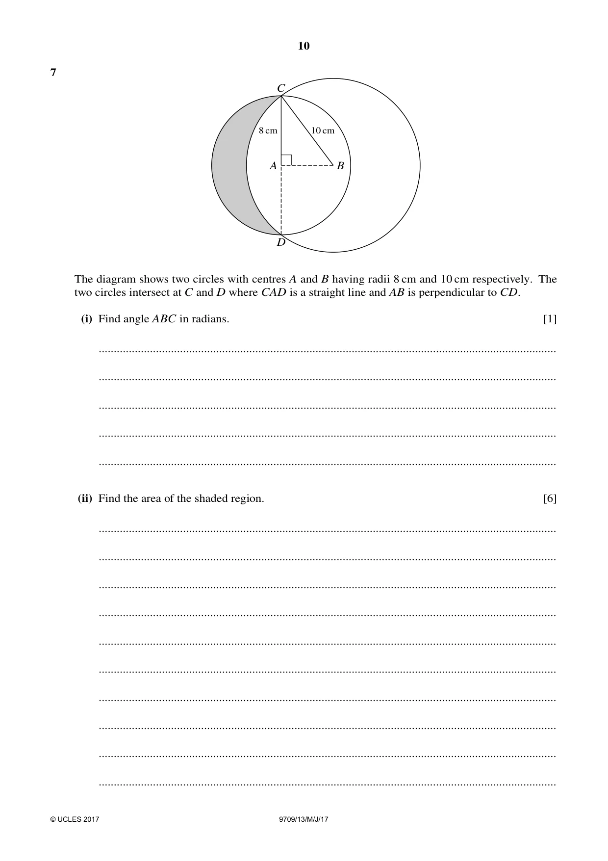 Cambridge A Level Mathematics 9709 2017 May/June Paper 1 · Variant 3 question paper, page 10 of 20
