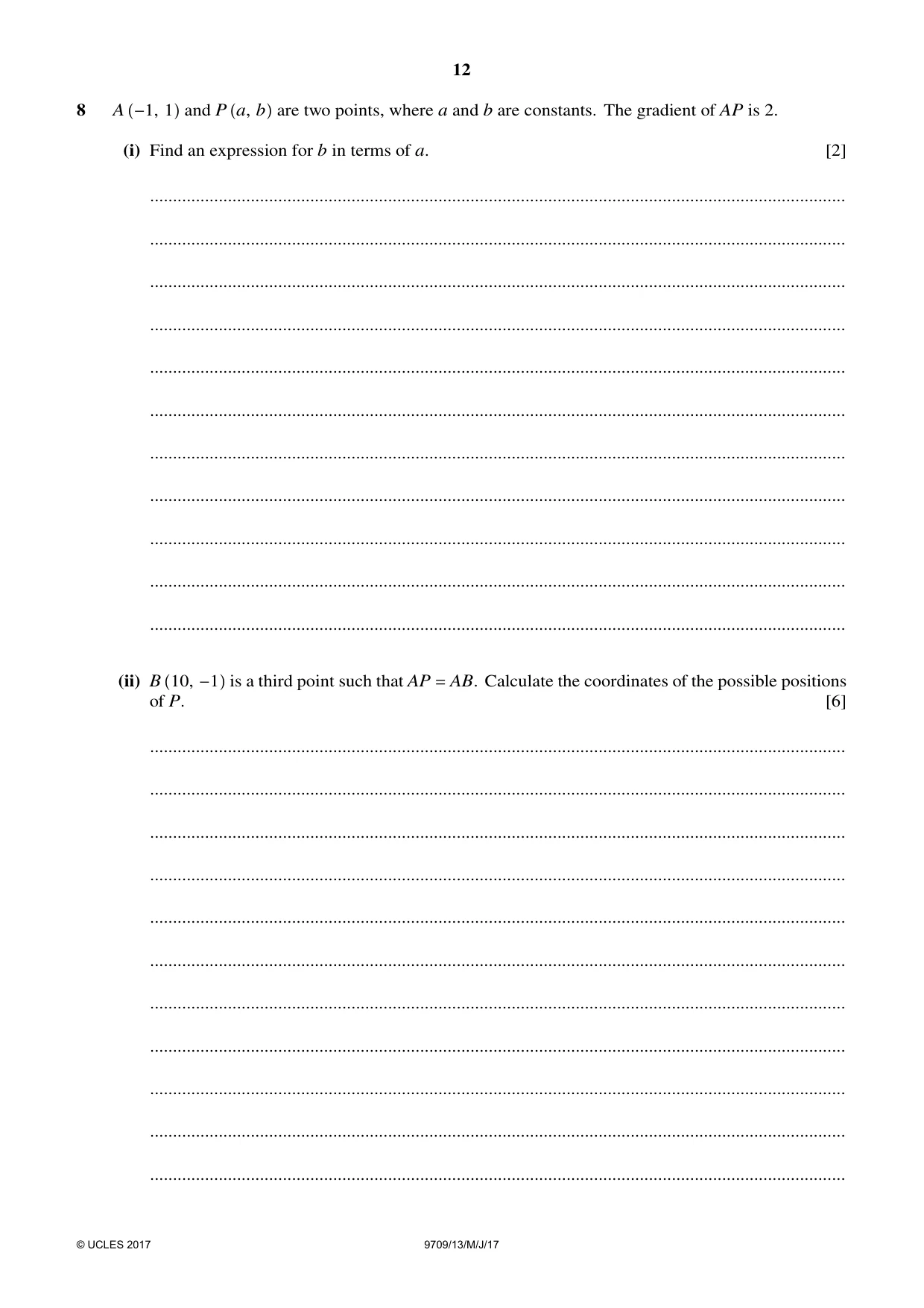 Cambridge A Level Mathematics 9709 2017 May/June Paper 1 · Variant 3 question paper, page 12 of 20