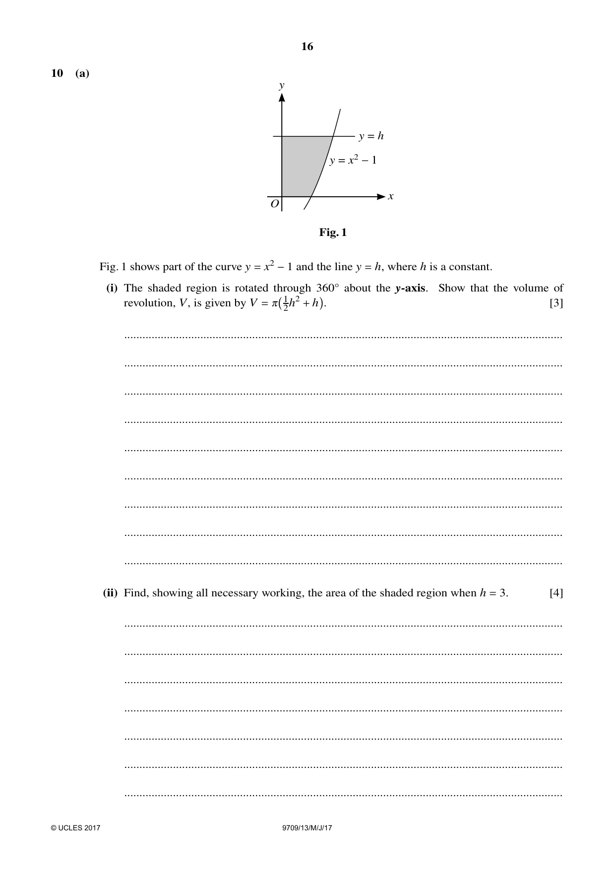 Cambridge A Level Mathematics 9709 2017 May/June Paper 1 · Variant 3 question paper, page 16 of 20