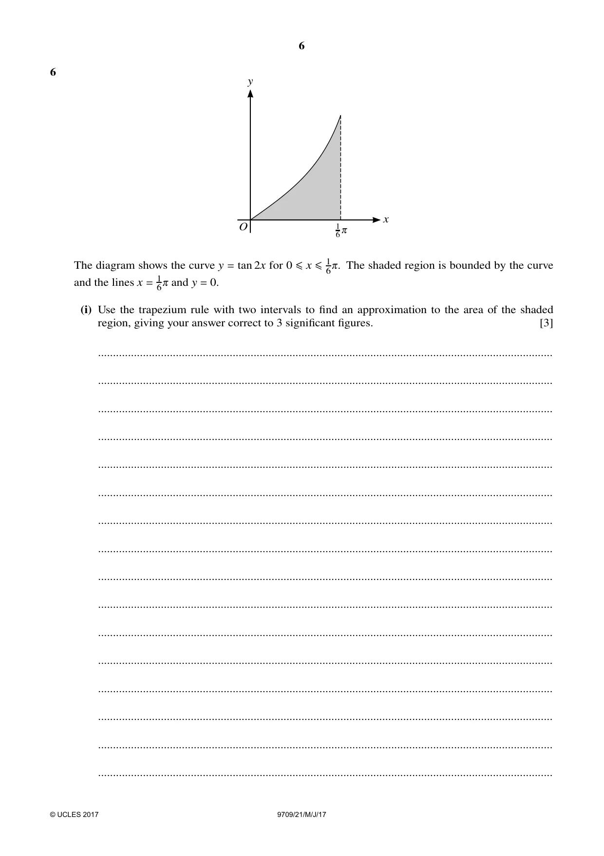 Cambridge A Level Mathematics 9709 2017 May/June Paper 2 · Variant 1 question paper, page 6 of 12