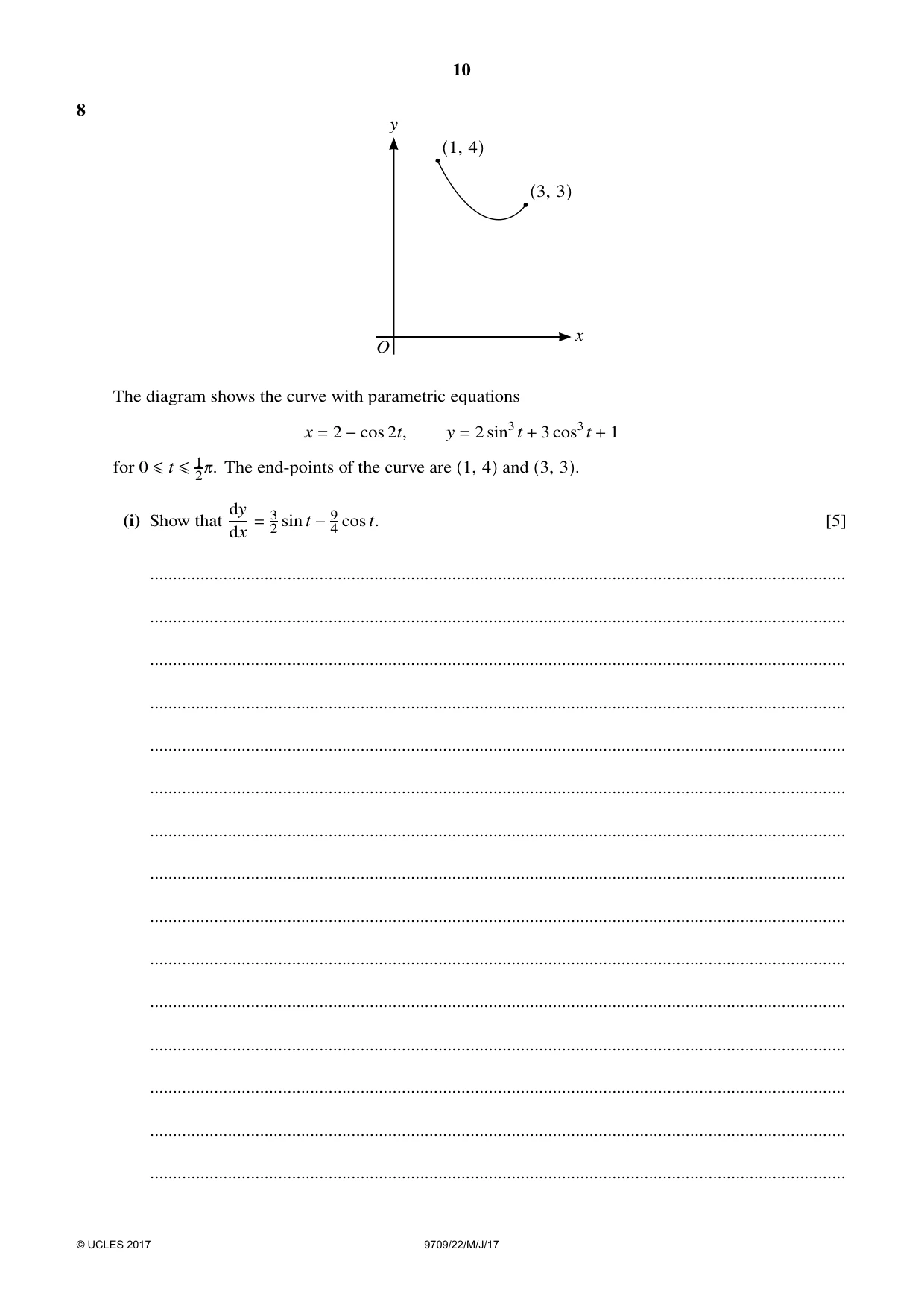 Cambridge A Level Mathematics 9709 2017 May/June Paper 2 · Variant 2 question paper, page 10 of 12