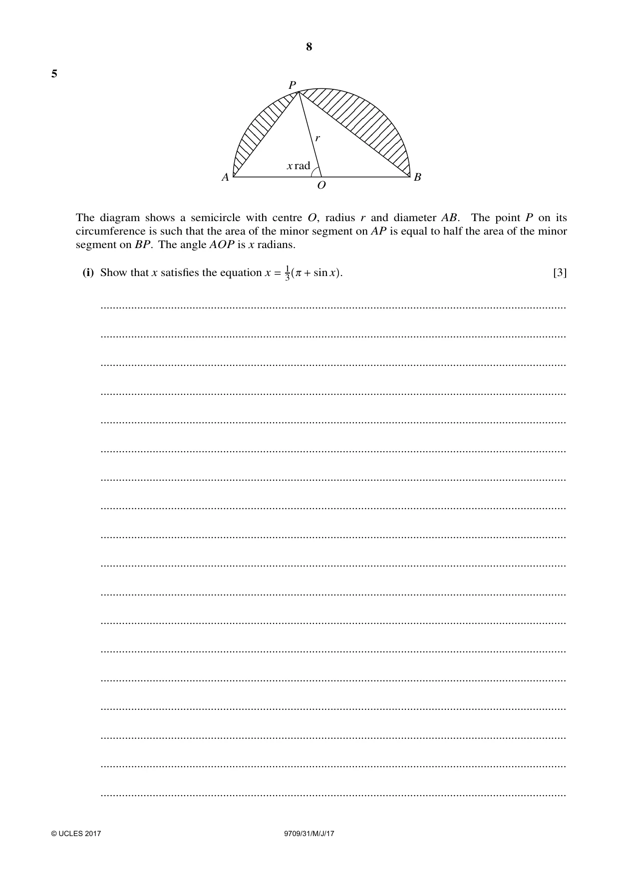 Cambridge A Level Mathematics 9709 2017 May/June Paper 3 · Variant 1 question paper, page 8 of 20