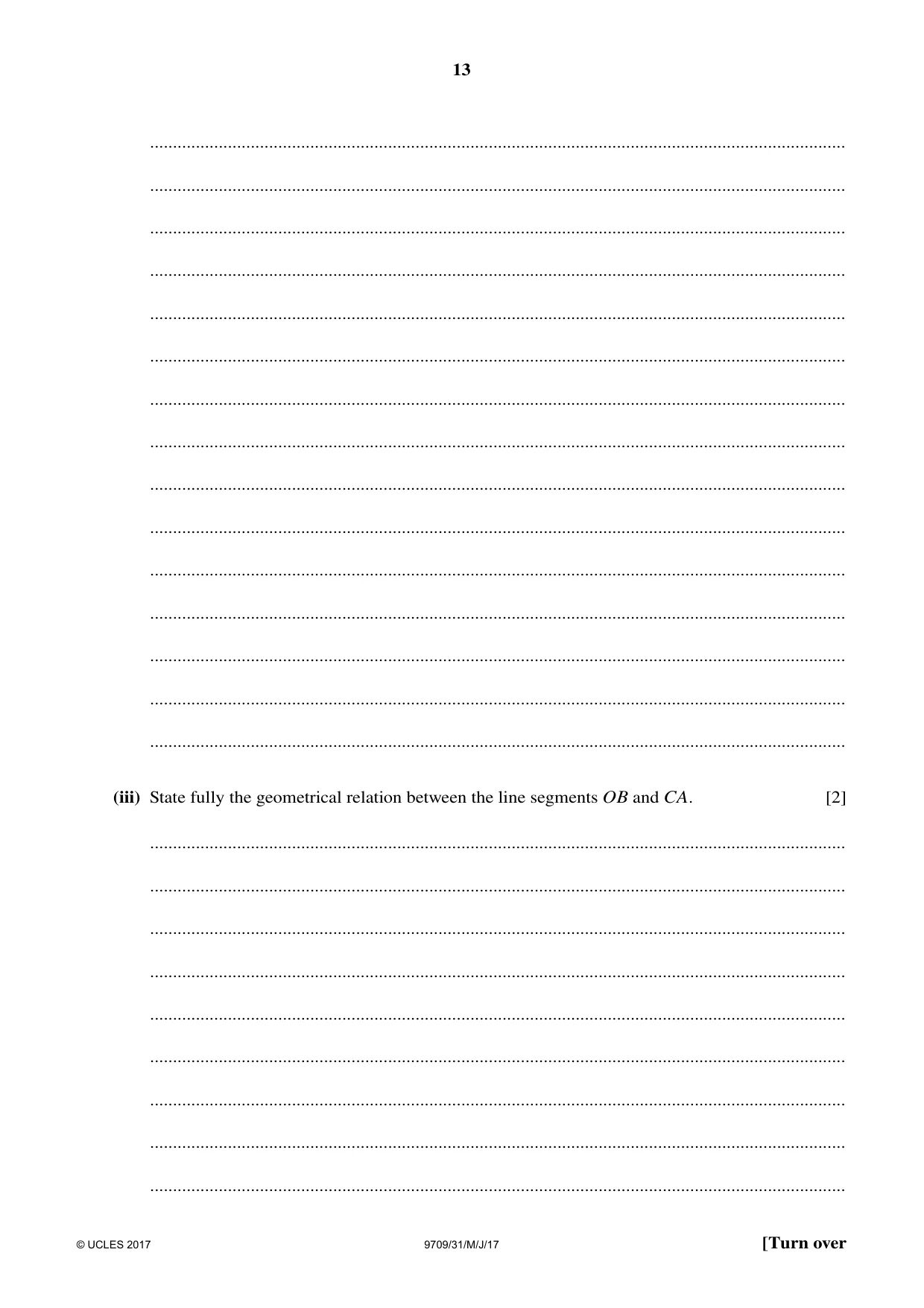 Cambridge A Level Mathematics 9709 2017 May/June Paper 3 · Variant 1 question paper, page 13 of 20