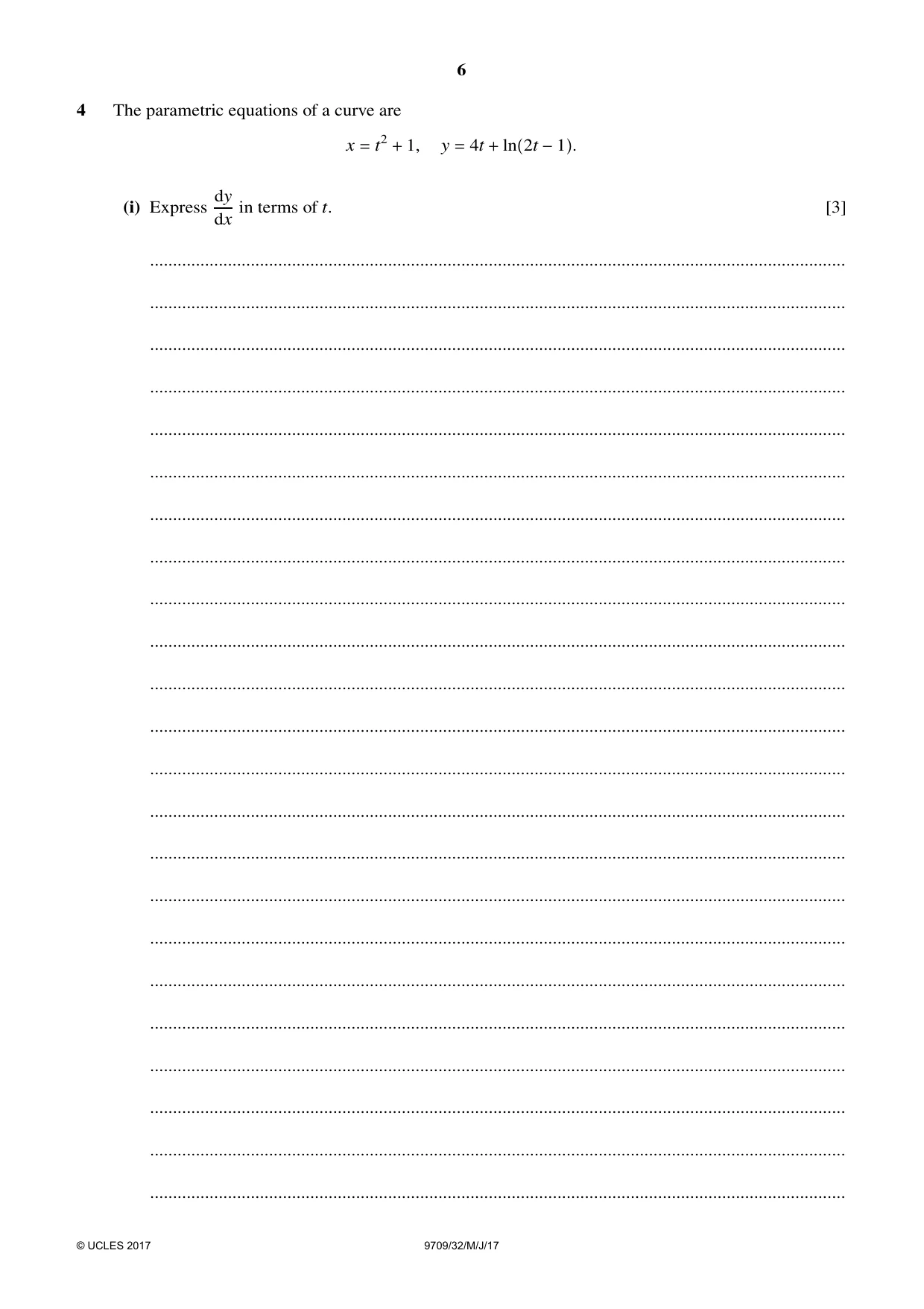 Cambridge A Level Mathematics 9709 2017 May/June Paper 3 · Variant 2 question paper, page 6 of 20