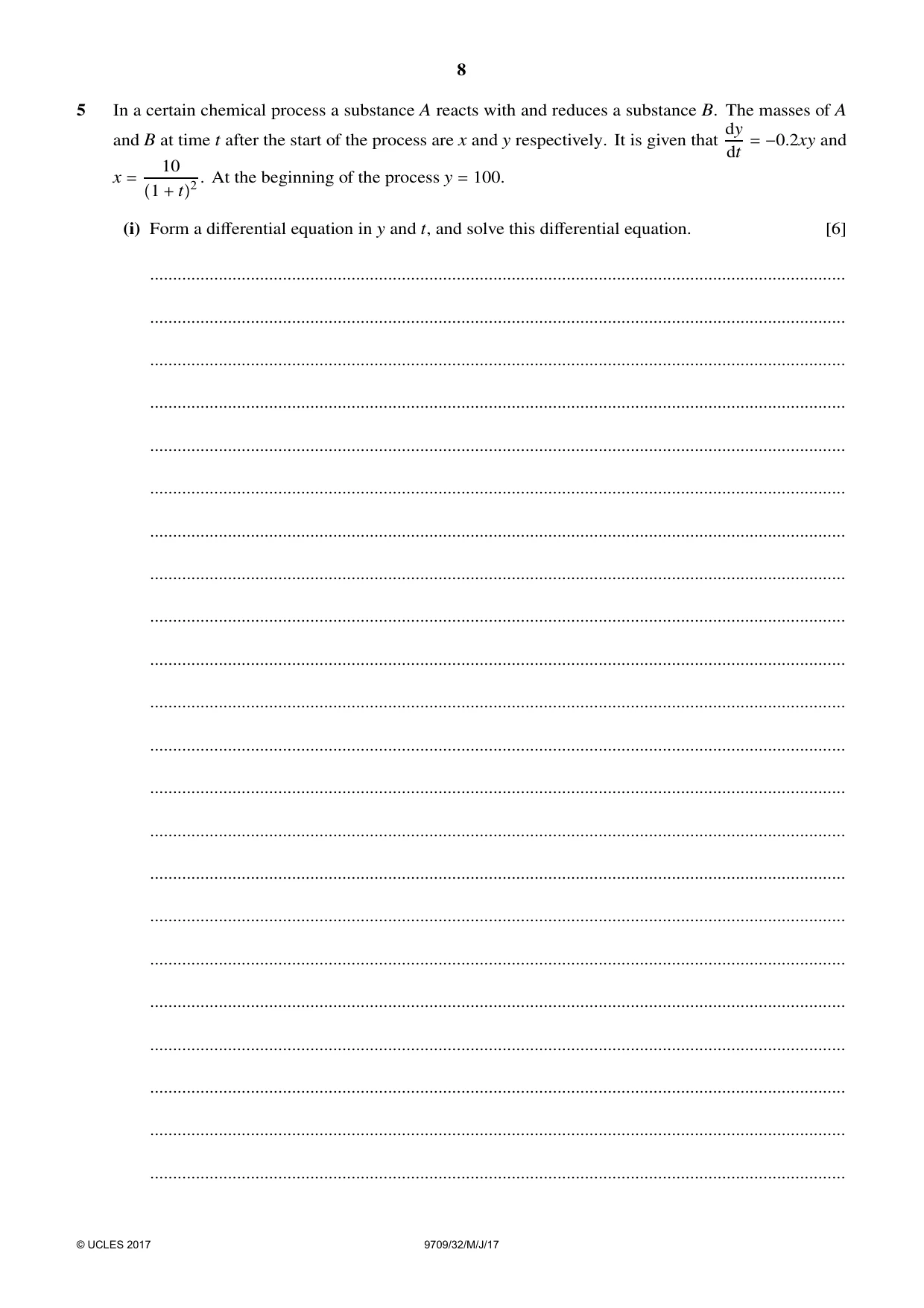 Cambridge A Level Mathematics 9709 2017 May/June Paper 3 · Variant 2 question paper, page 8 of 20