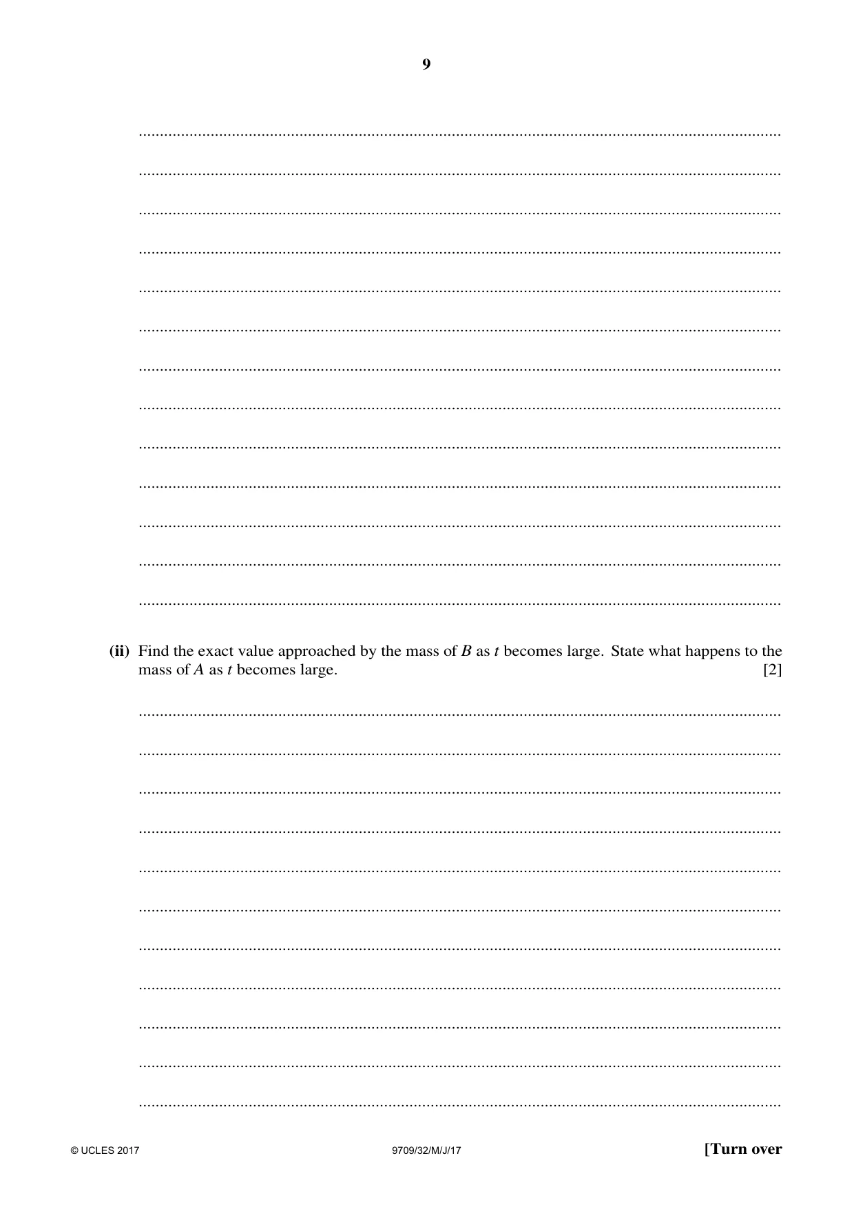 Cambridge A Level Mathematics 9709 2017 May/June Paper 3 · Variant 2 question paper, page 9 of 20