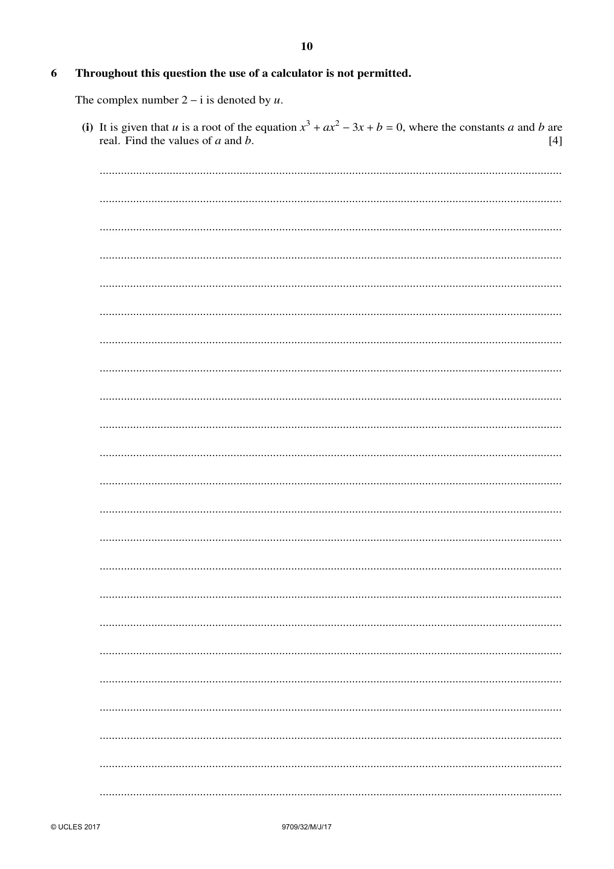 Cambridge A Level Mathematics 9709 2017 May/June Paper 3 · Variant 2 question paper, page 10 of 20